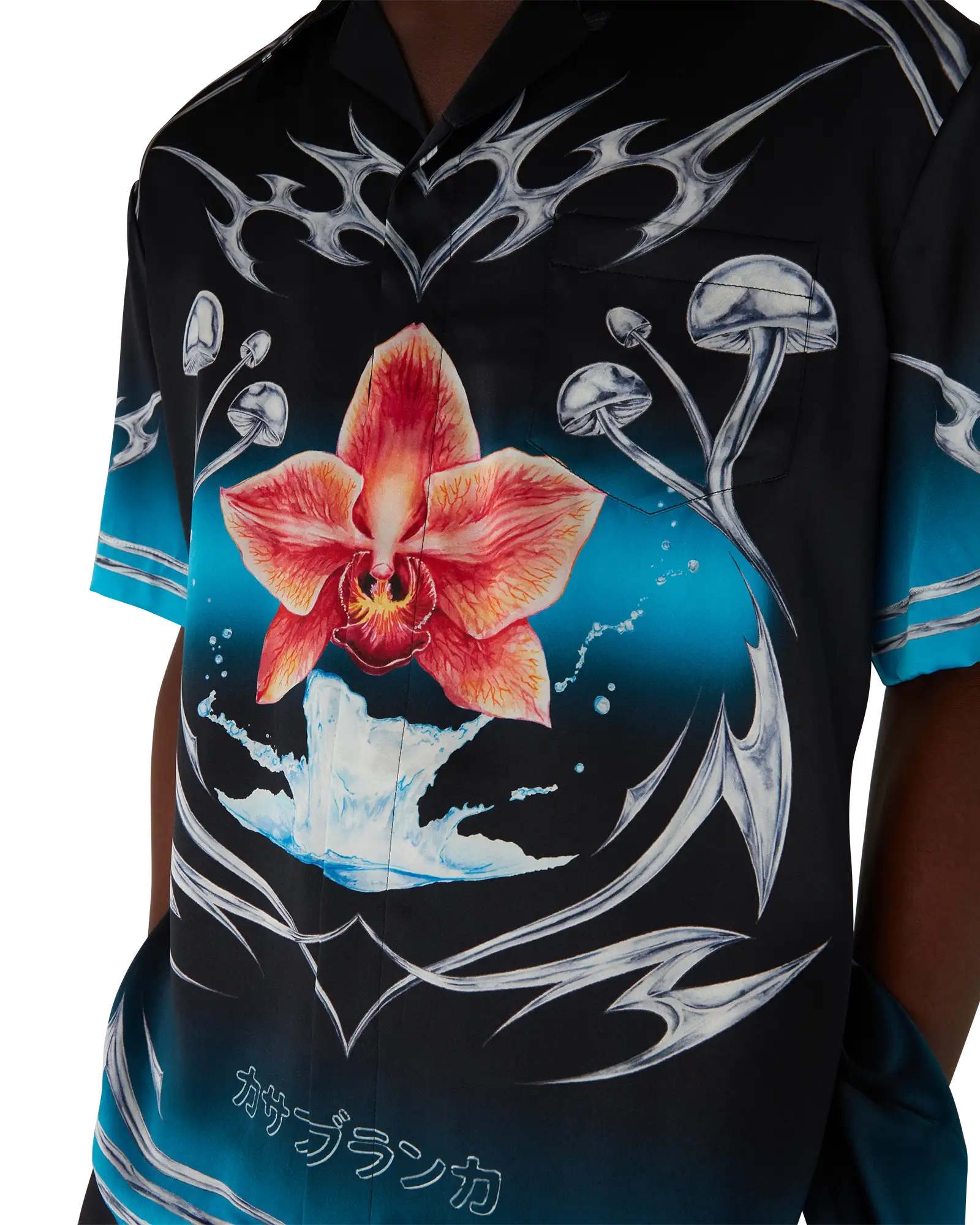 Blades Short Sleeve Silk Satin Shirt | Casablanca Paris | Image 4