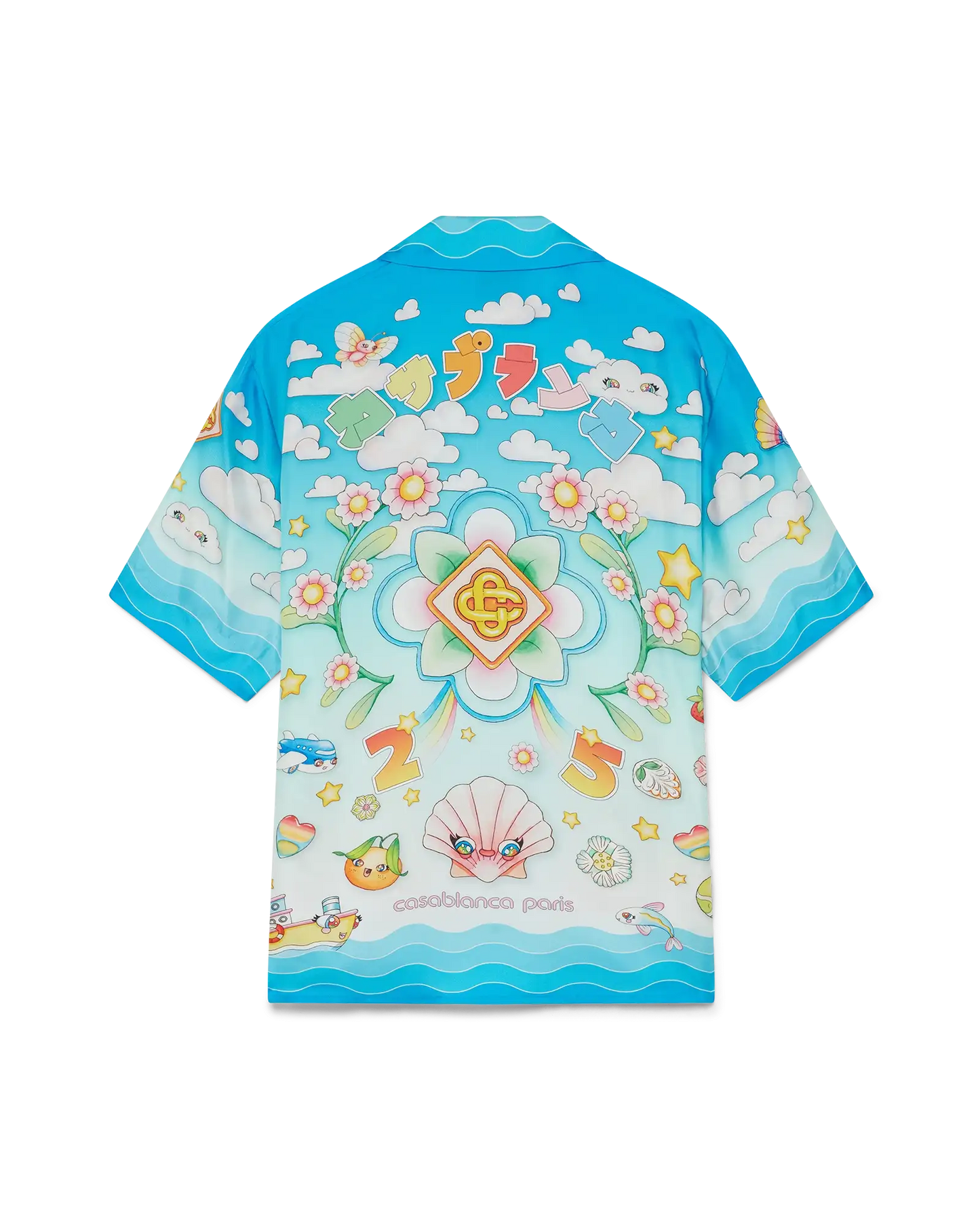 Kawaii Motif Short Sleeve Silk Twill Shirt | Casablanca Paris | Image 1
