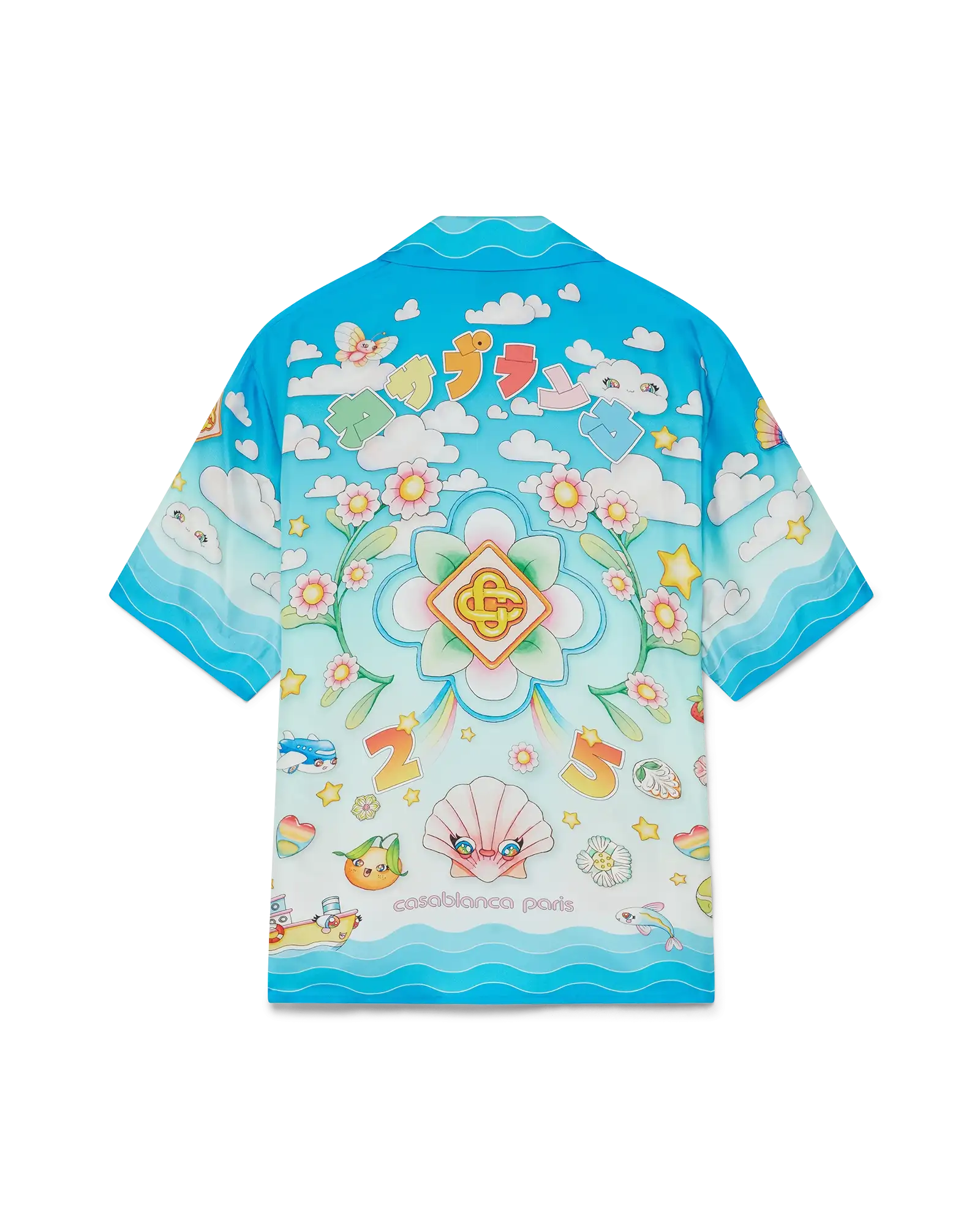 Kawaii Motif Short Sleeve Silk Twill Shirt | Casablanca Paris | Image 1