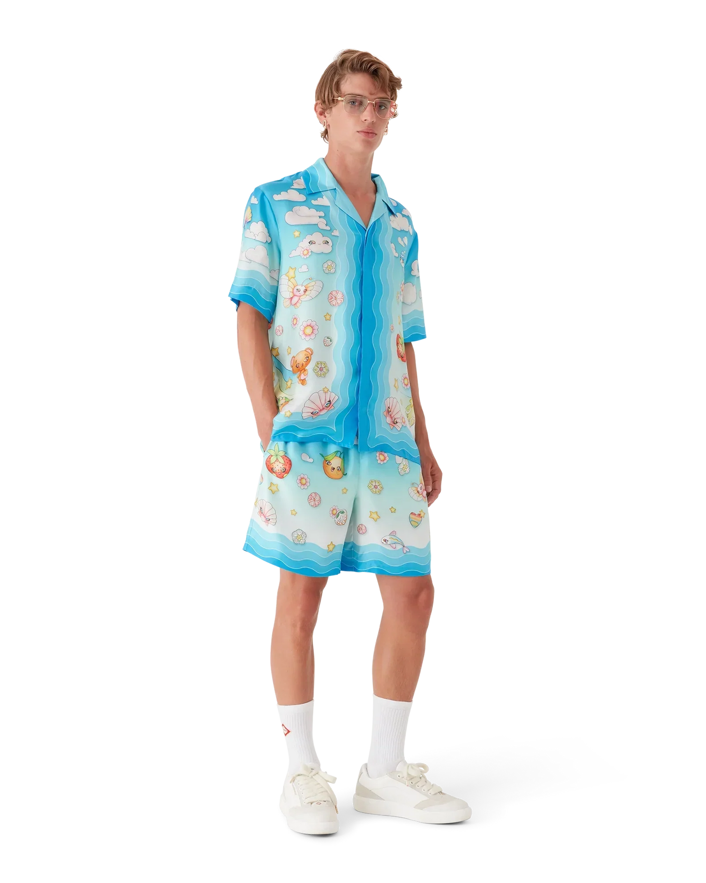 Kawaii Motif Short Sleeve Silk Twill Shirt | Casablanca Paris | Image 2
