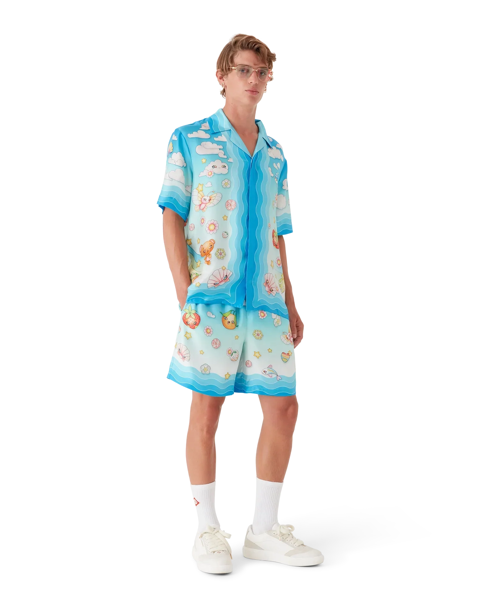 Kawaii Motif Short Sleeve Silk Twill Shirt | Casablanca Paris | Image 2