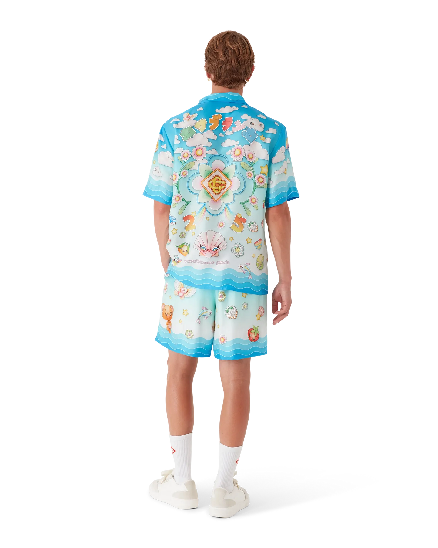 Kawaii Motif Short Sleeve Silk Twill Shirt | Casablanca Paris | Image 3