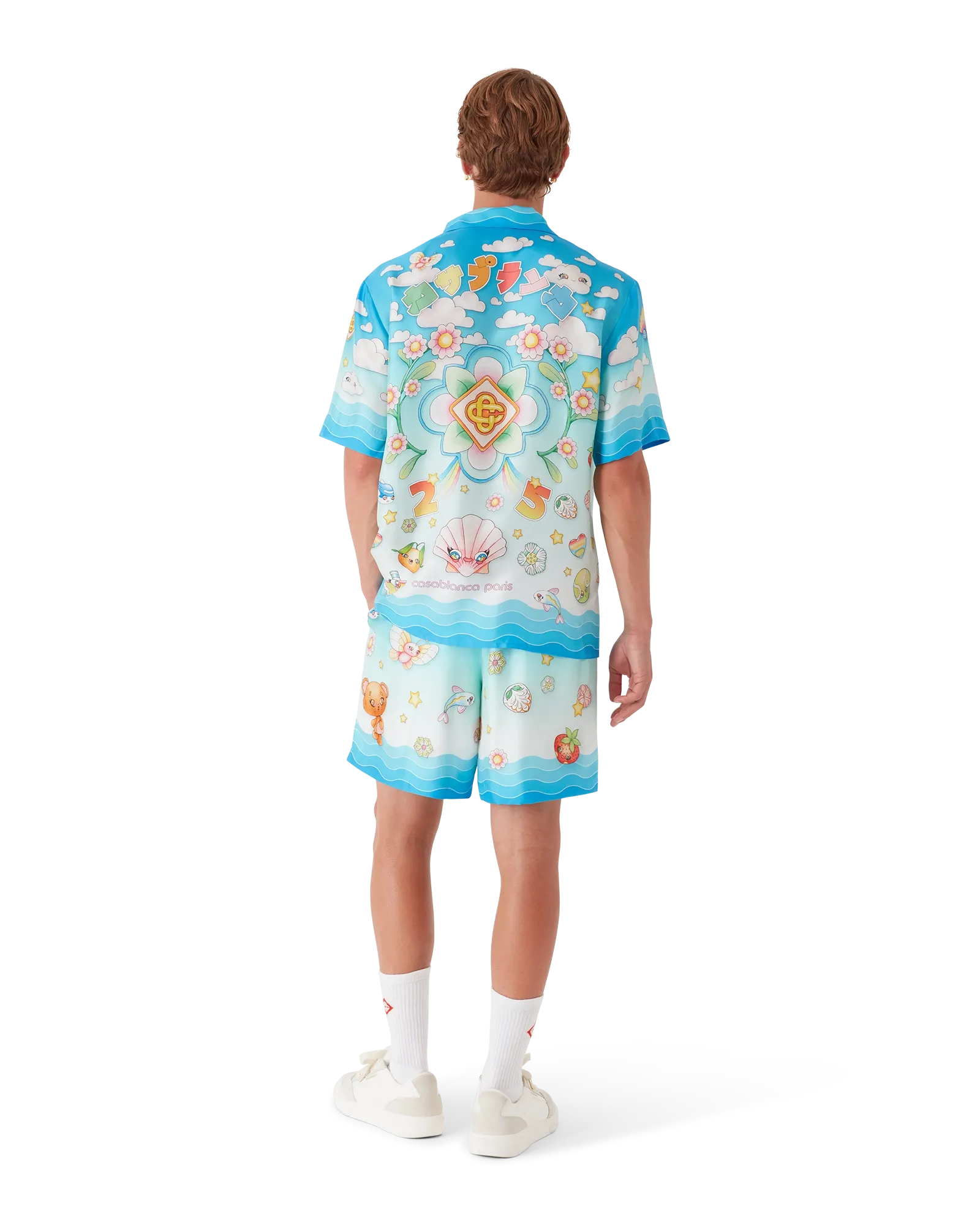 Kawaii Motif Short Sleeve Silk Twill Shirt | Casablanca Paris | Image 3