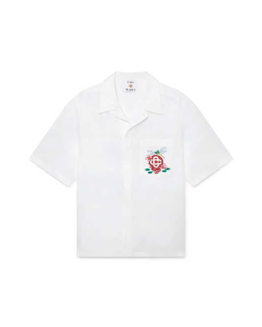 Cotton Poplin Embroidered Short Sleeve Shirt | Casablanca Paris | Image 1
