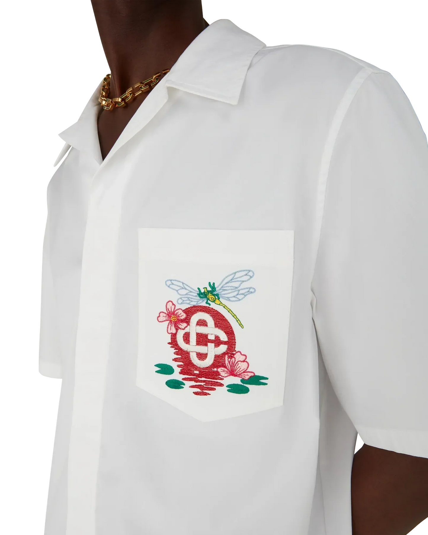 Cotton Poplin Embroidered Short Sleeve Shirt | Casablanca Paris | Image 5