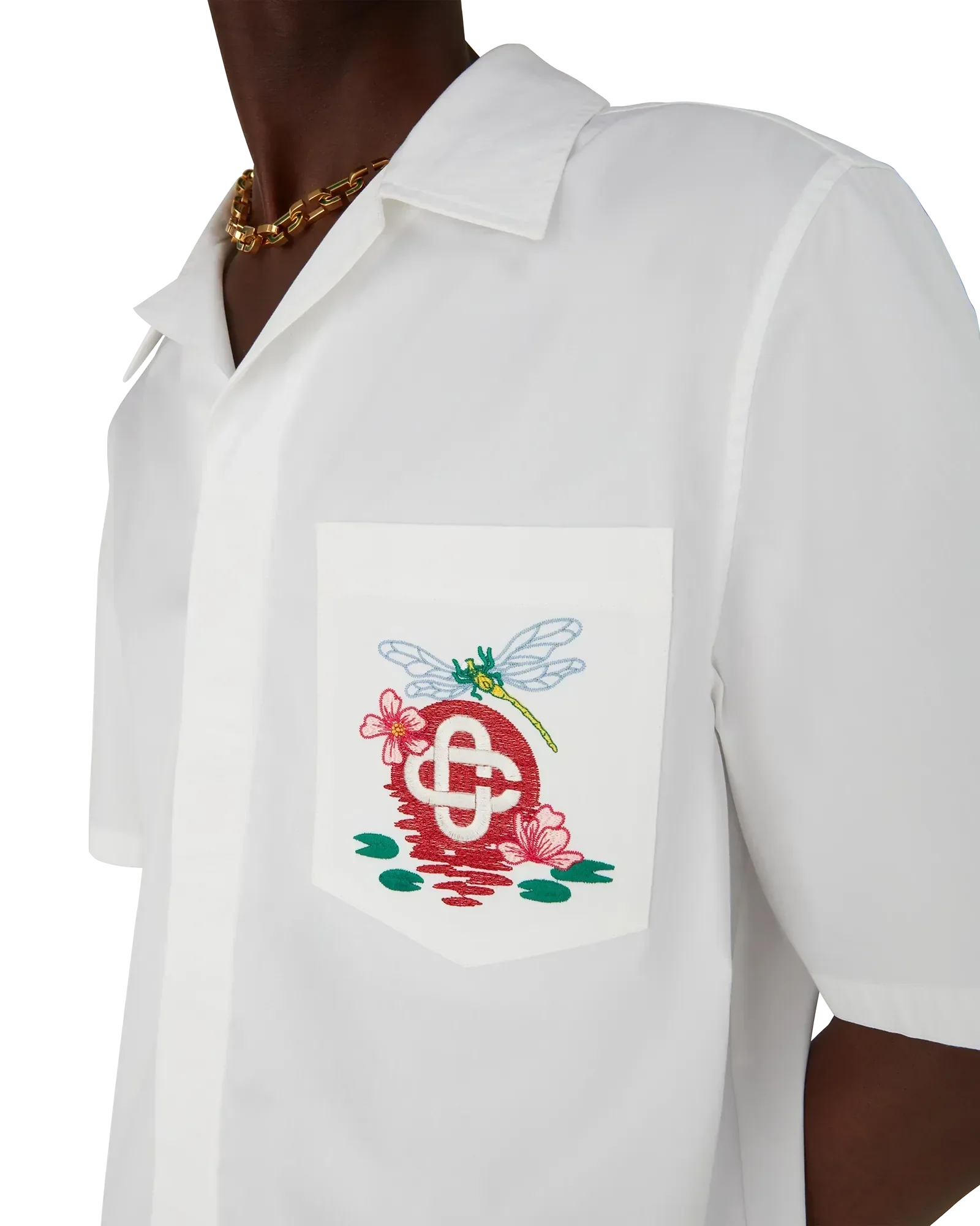 Cotton Poplin Embroidered Short Sleeve Shirt | Casablanca Paris | Image 5