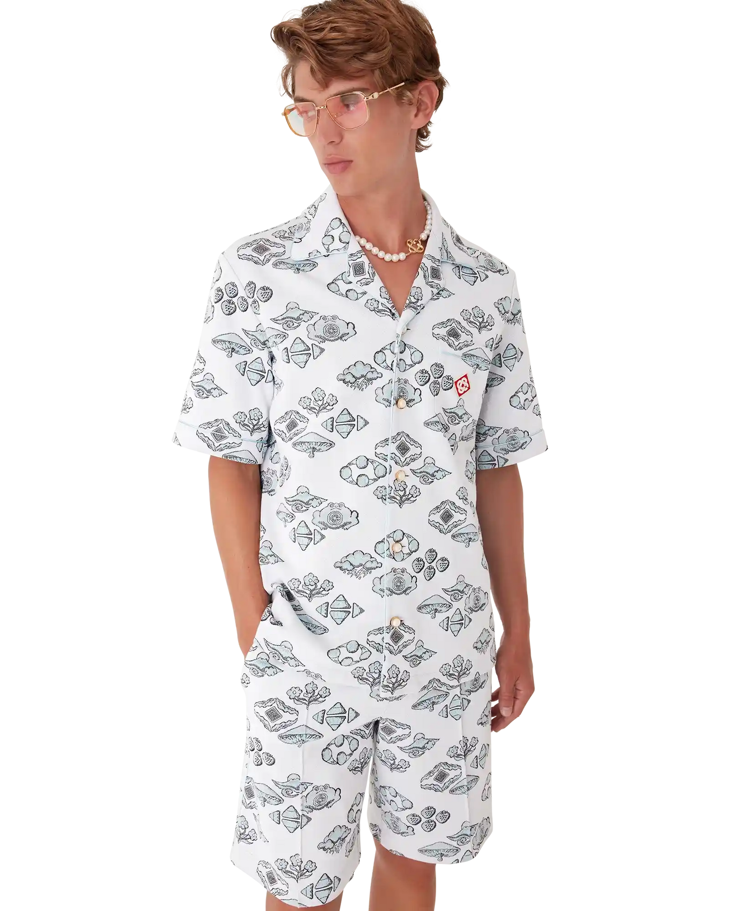 Jacquard Motif Short Sleeve Shirt | Casablanca Paris | Image 4