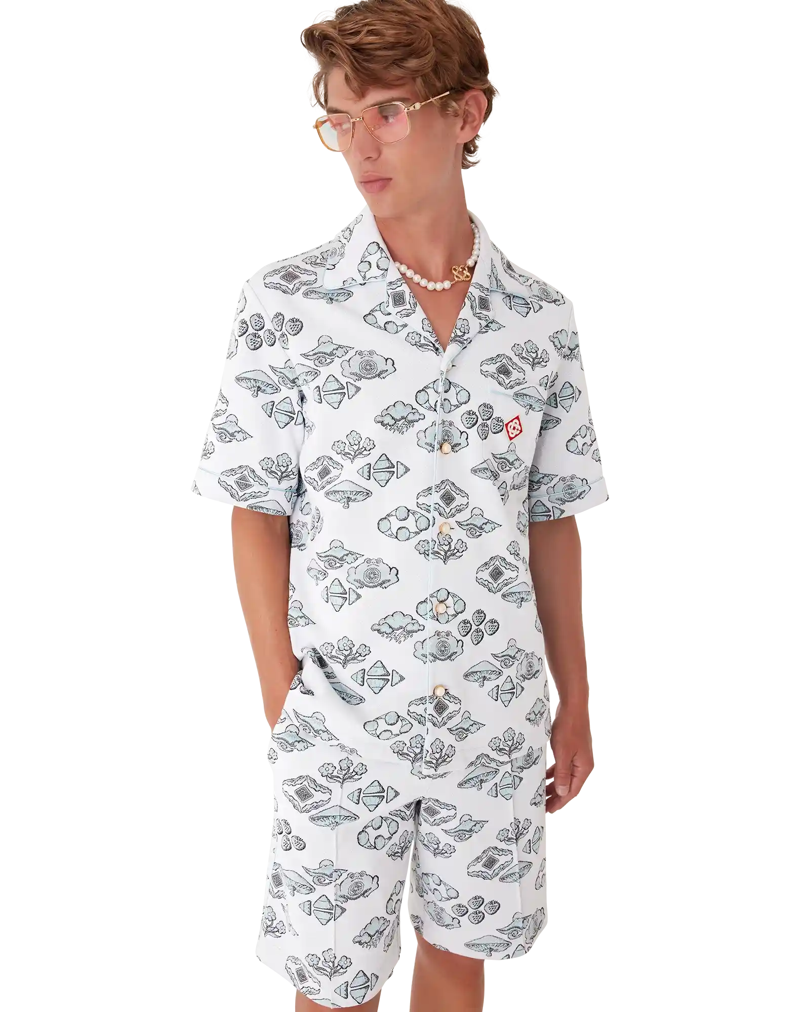 Jacquard Motif Short Sleeve Shirt | Casablanca Paris | Image 4