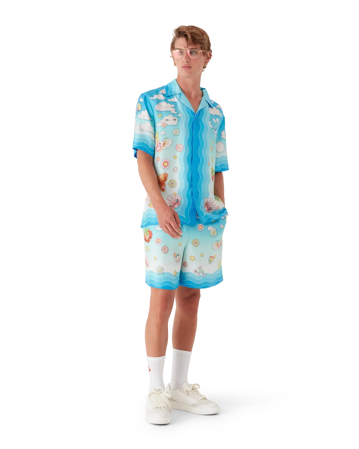 Kawaii Motif Silk Twill Shorts | Casablanca Paris | Image 2