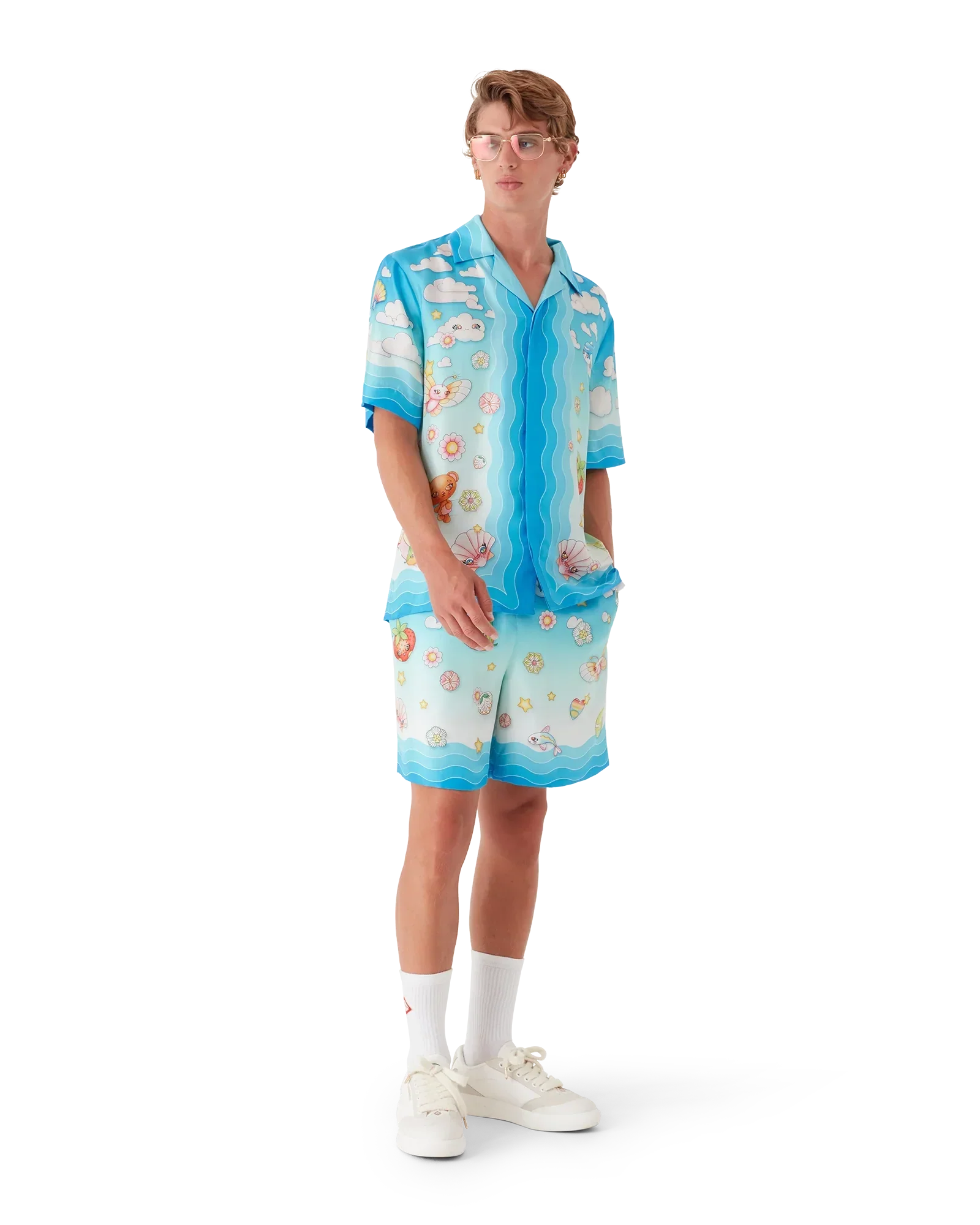 Kawaii Motif Silk Twill Shorts | Casablanca Paris | Image 2