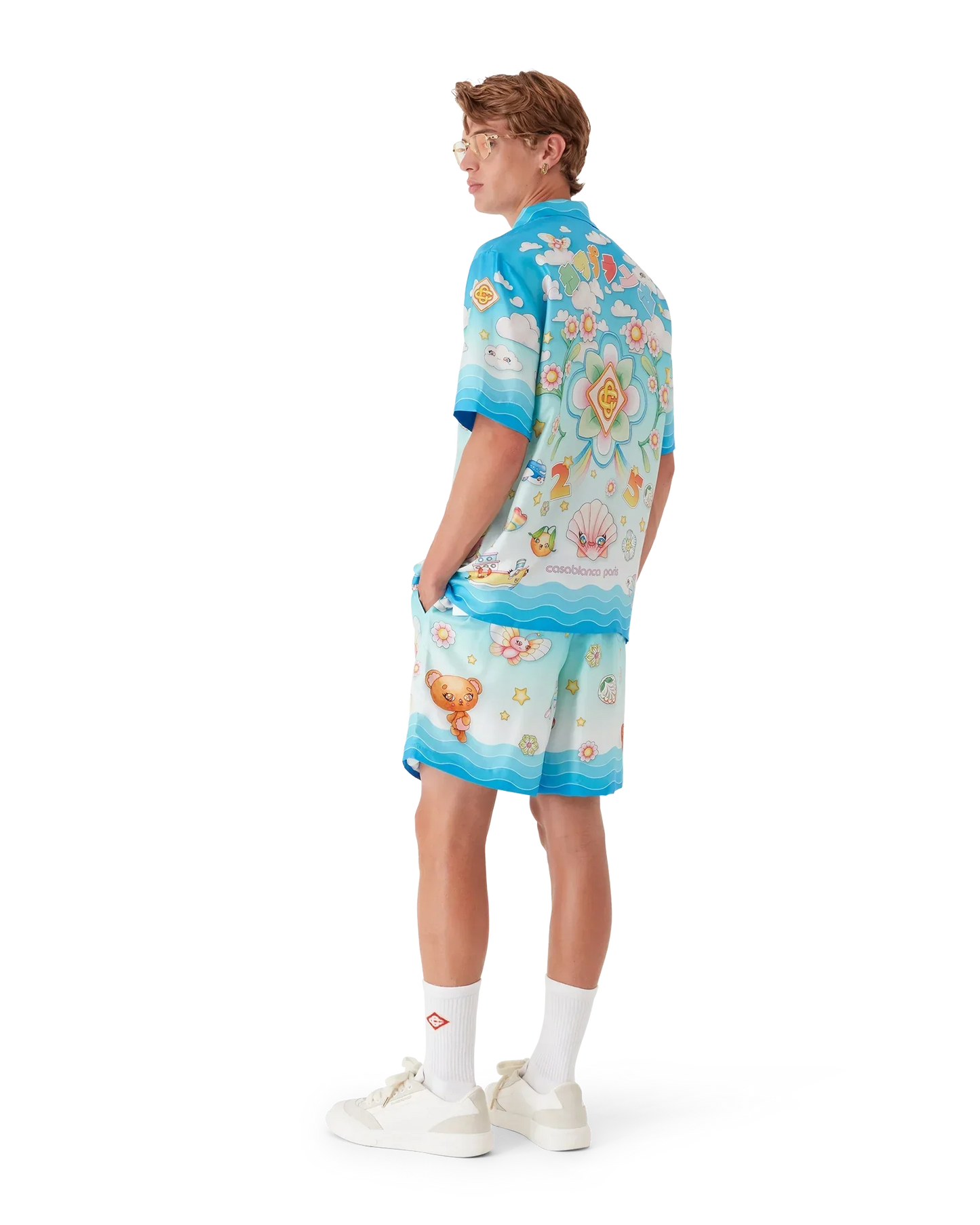 Kawaii Motif Silk Twill Shorts | Casablanca Paris | Image 3