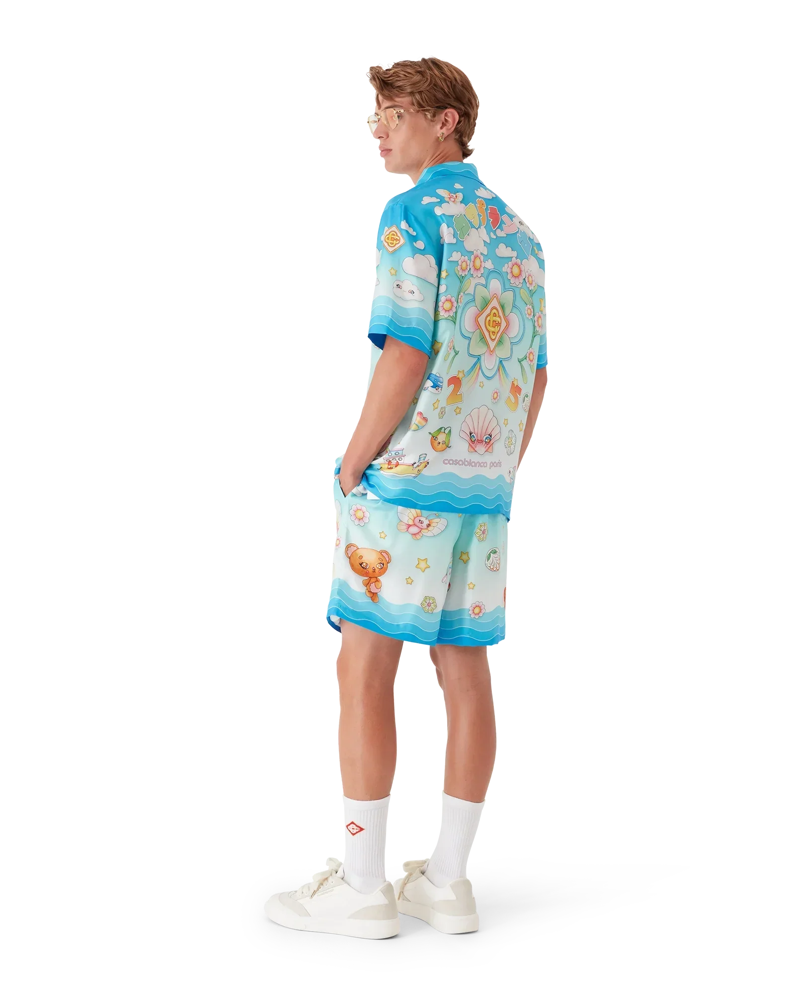 Kawaii Motif Silk Twill Shorts | Casablanca Paris | Image 3