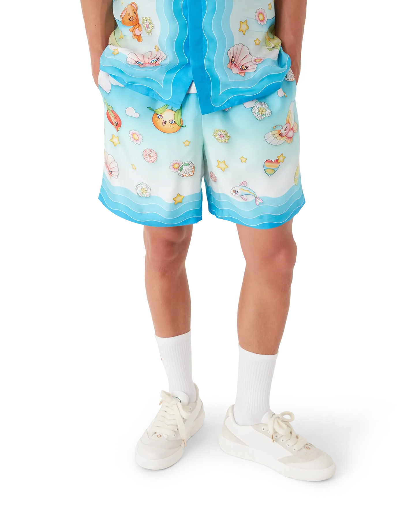 Kawaii Motif Silk Twill Shorts | Casablanca Paris | Image 4