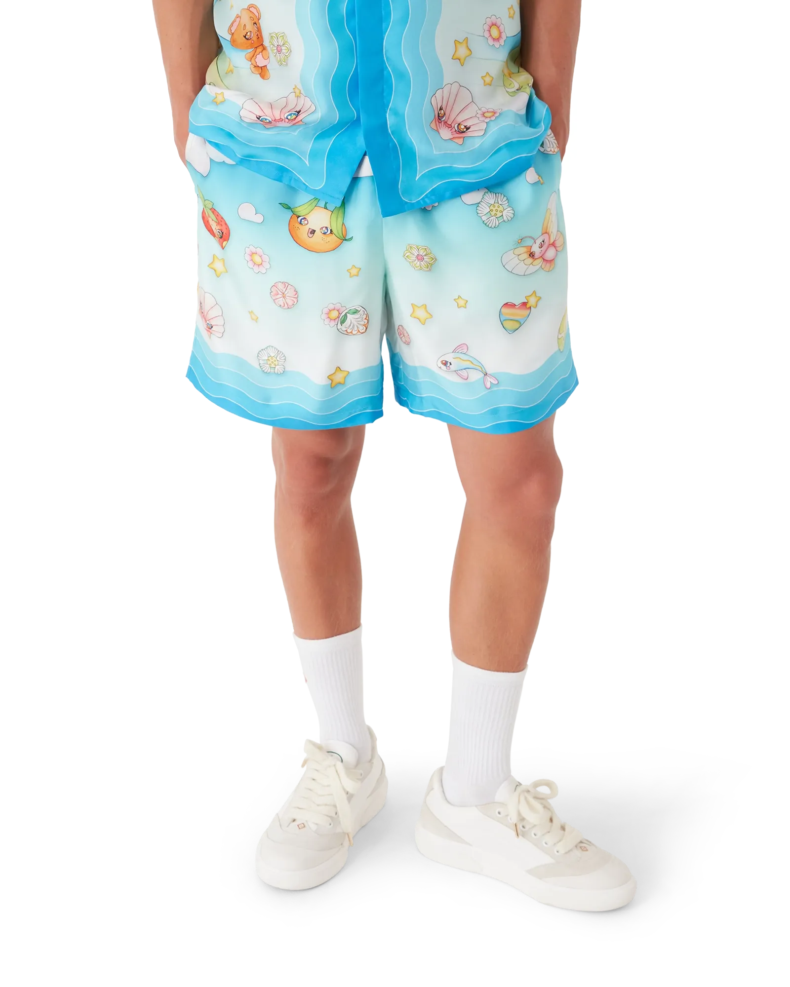 Kawaii Motif Silk Twill Shorts | Casablanca Paris | Image 4