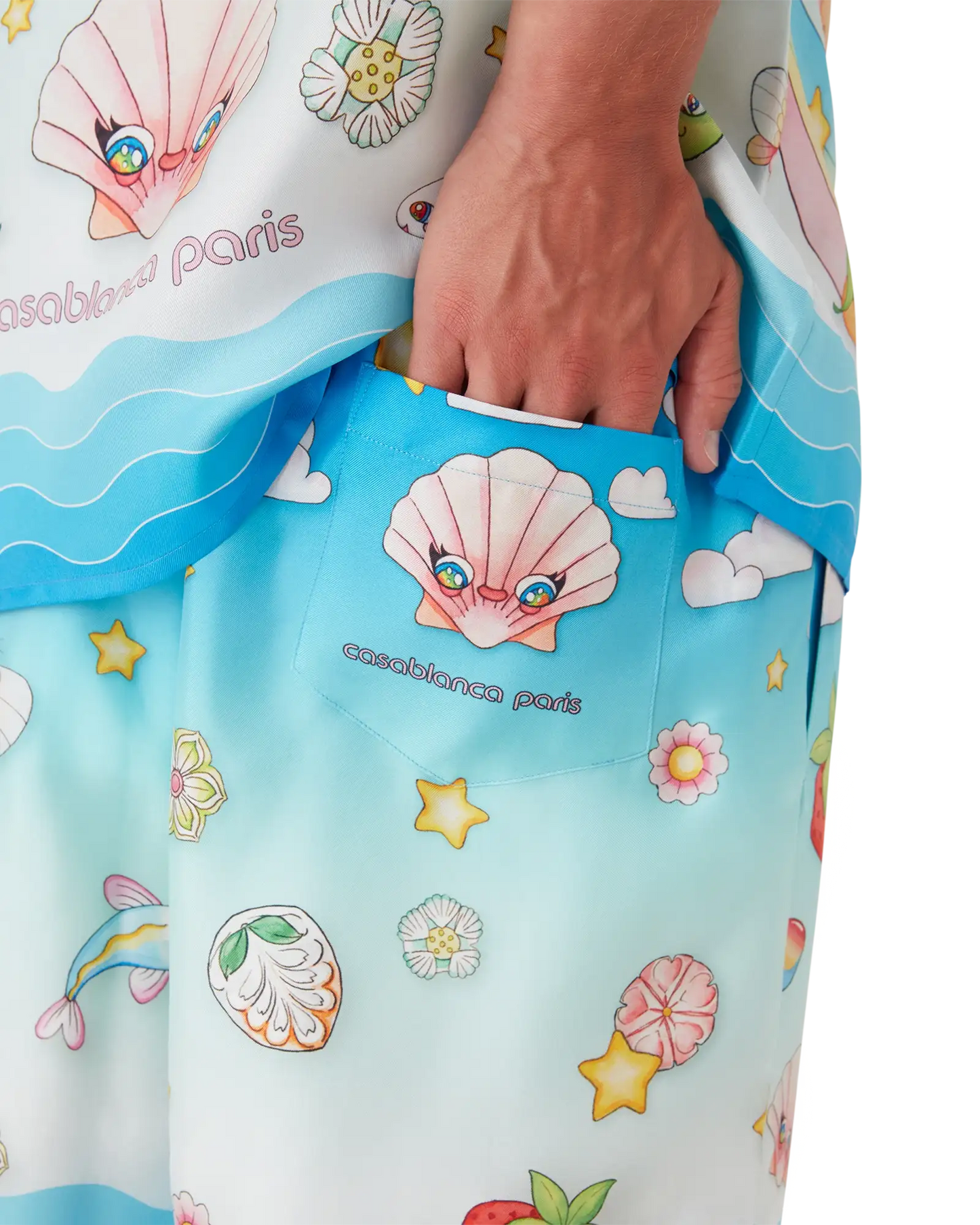 Kawaii Motif Silk Twill Shorts | Casablanca Paris | Image 5