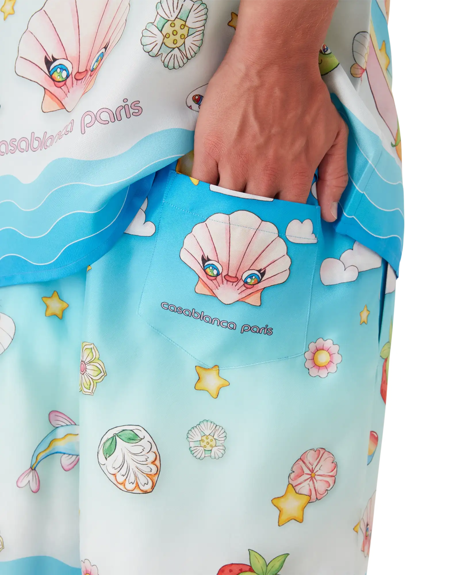 Kawaii Motif Silk Twill Shorts | Casablanca Paris | Image 5