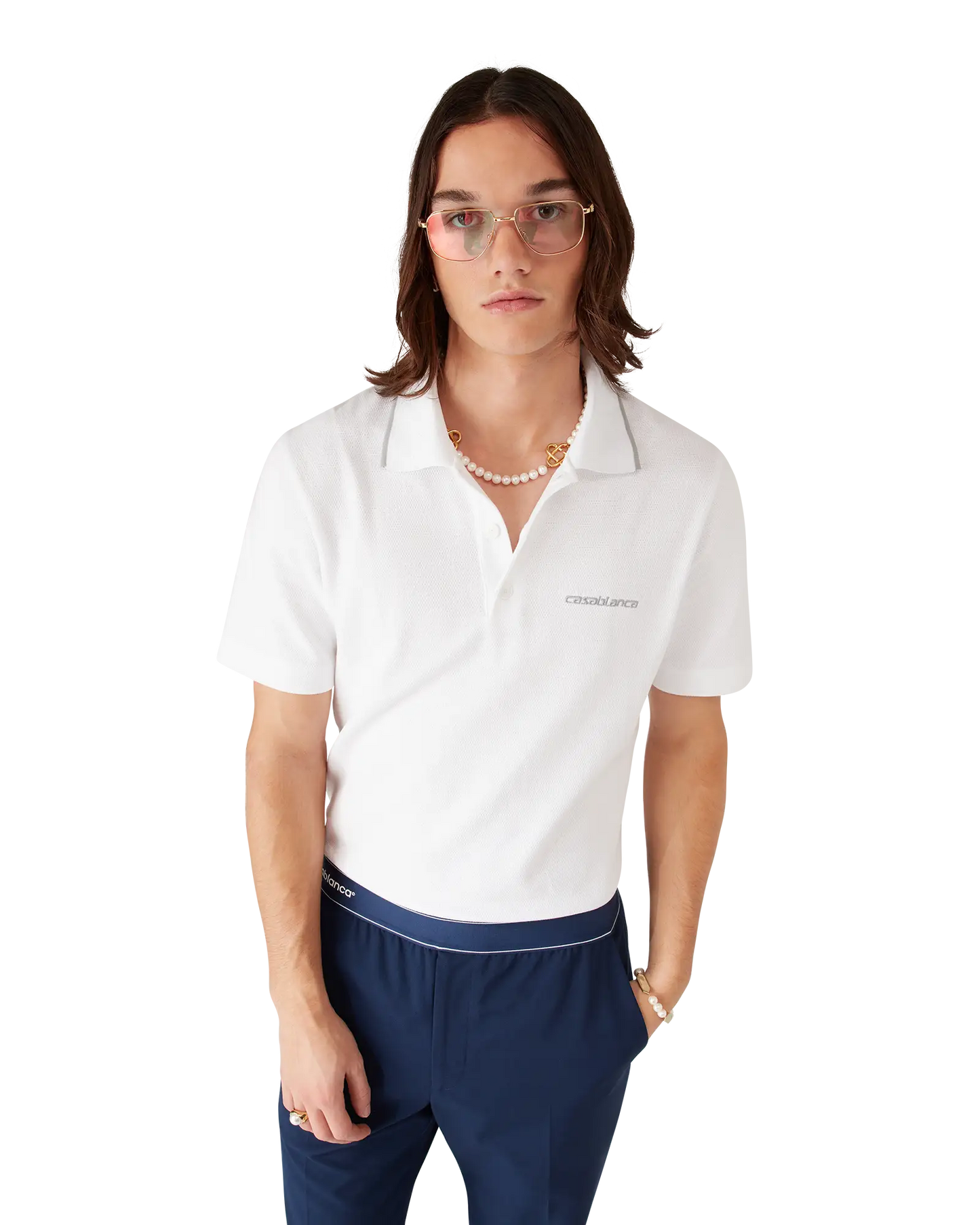 Laurel Pique Short Sleeve Polo Shirt | Casablanca Paris | Image 4