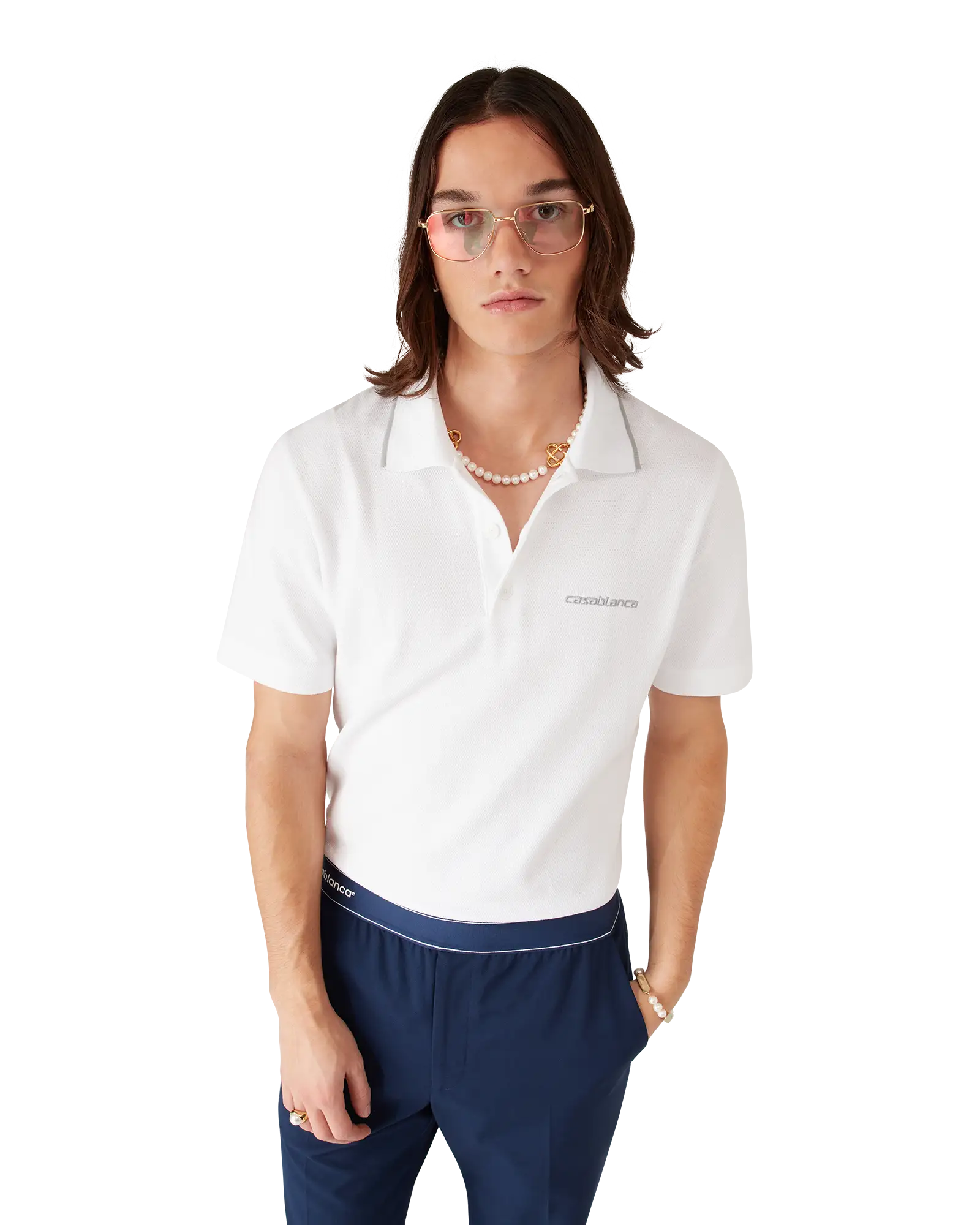 Laurel Pique Short Sleeve Polo Shirt | Casablanca Paris | Image 4