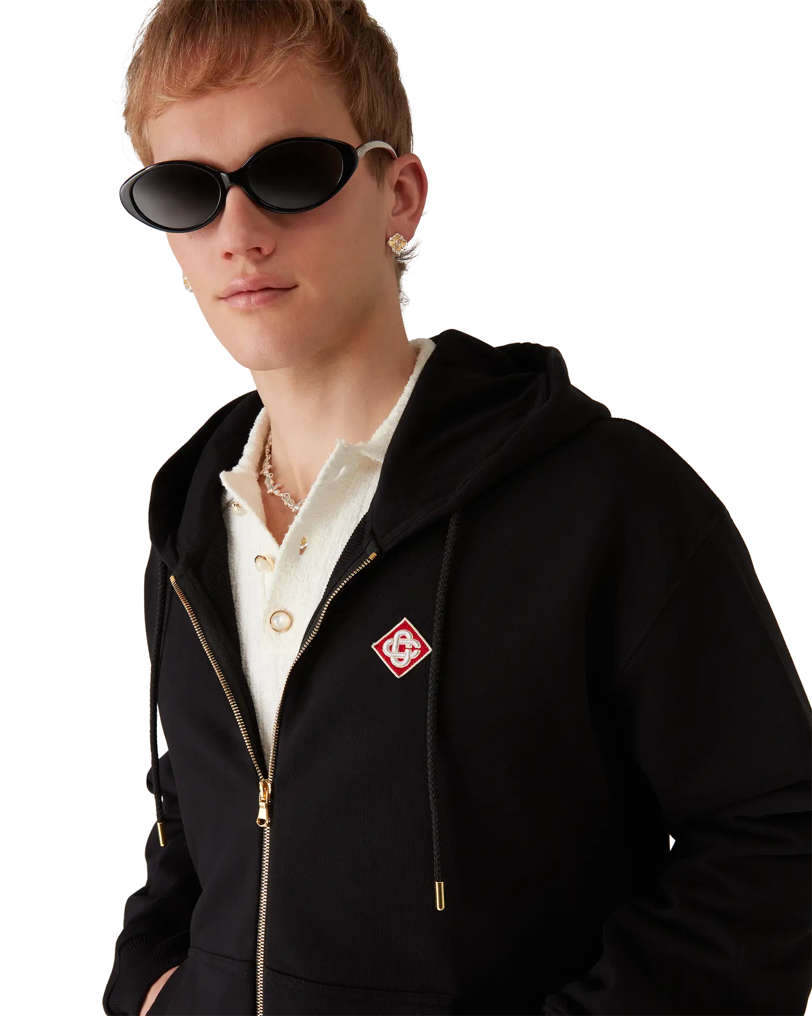 Diamond Logo Zip Hooded Sweatshirt | Casablanca Paris | Image 5