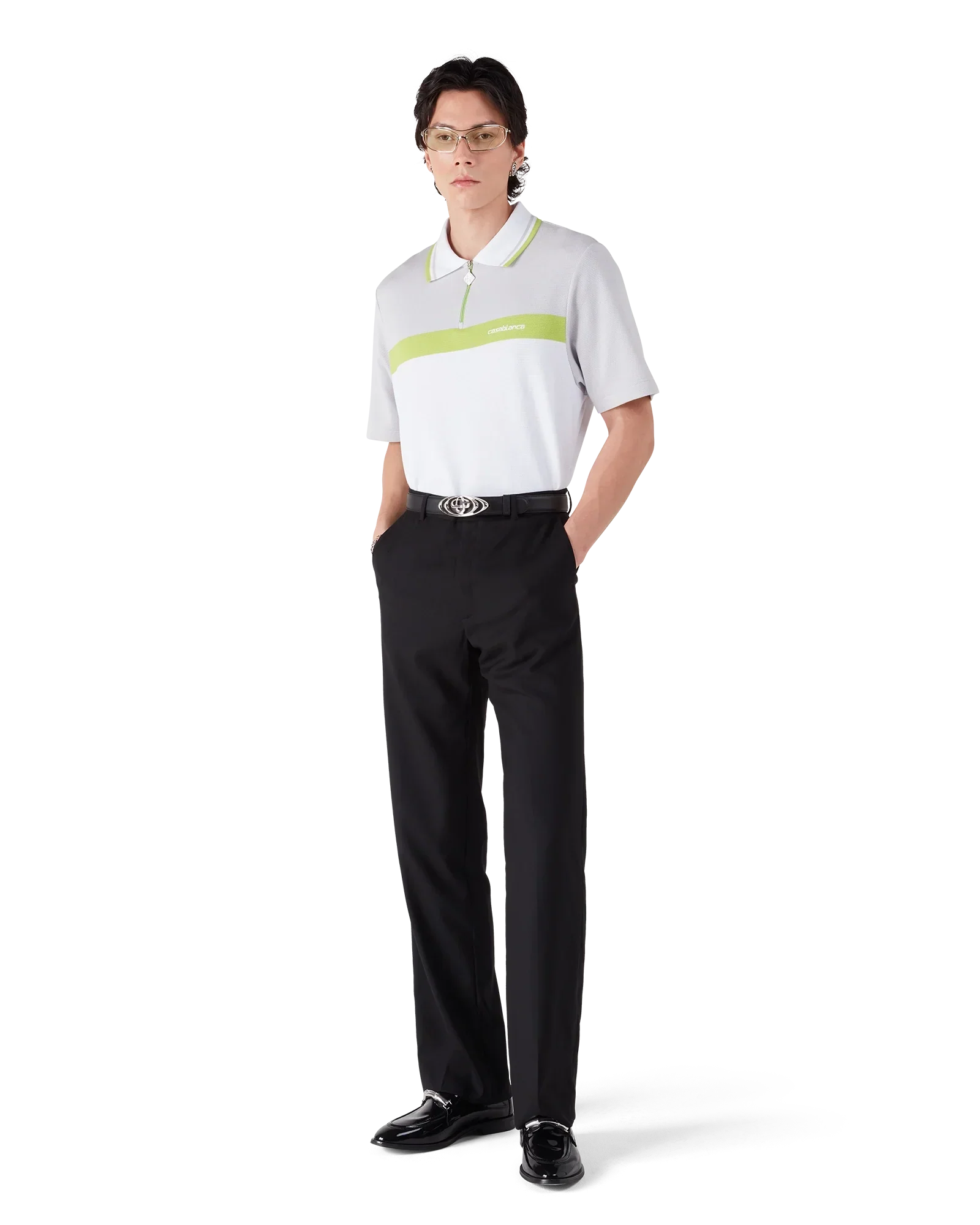 Grey Short Sleeve Polo Shirt | Casablanca Paris | Image 2