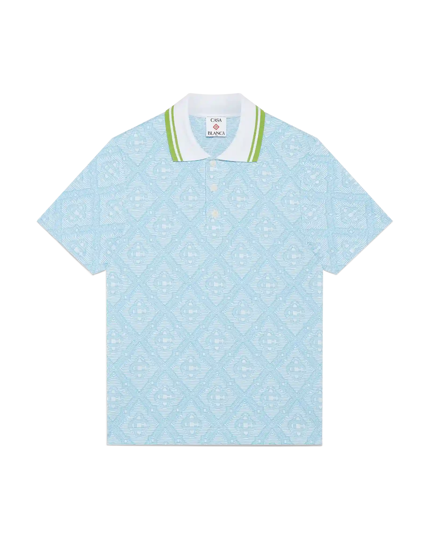 Pale Blue Jacquard Short Sleeve Jacquard Polo Shirt | Casablanca Paris | Image 1