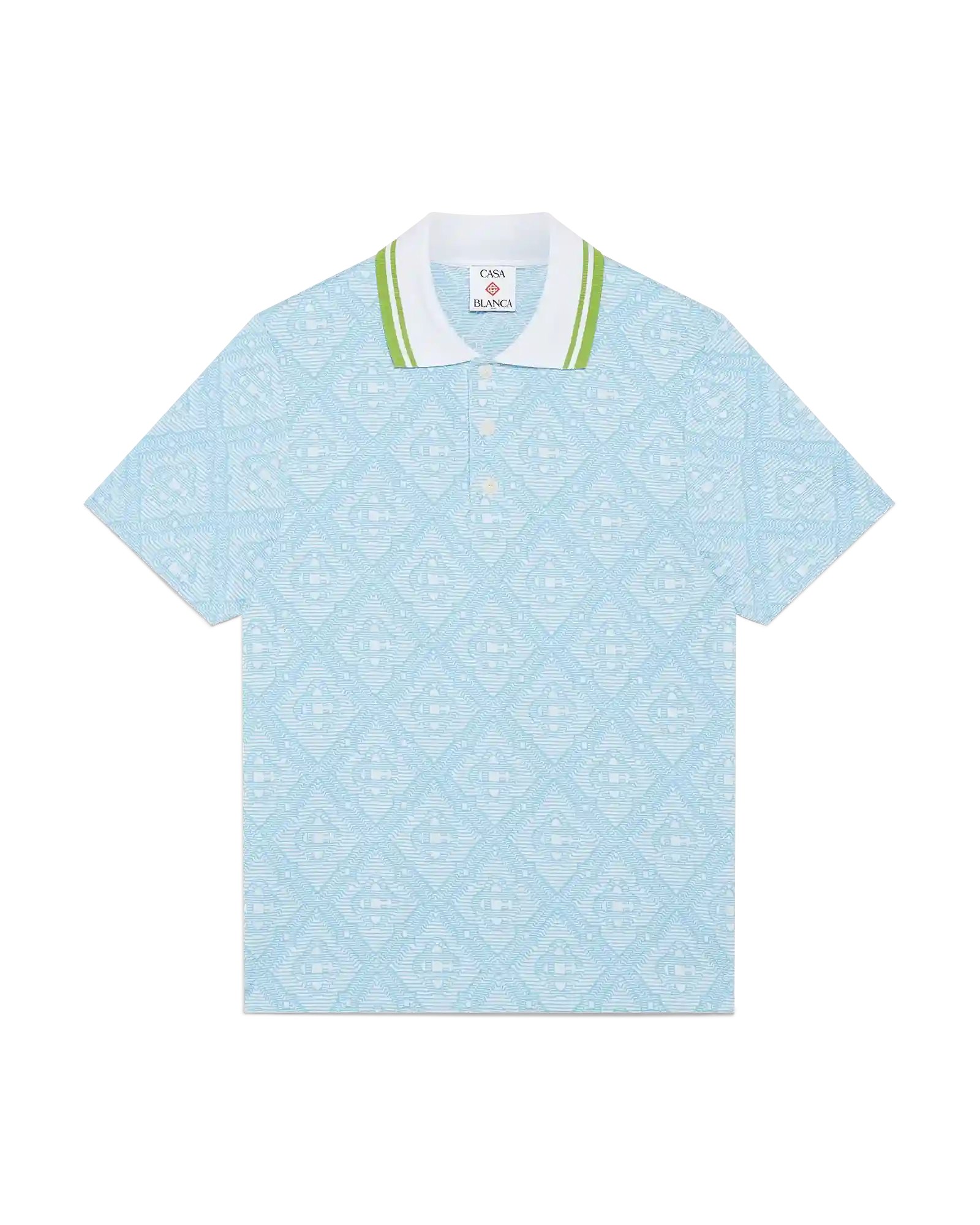 Pale Blue Jacquard Short Sleeve Jacquard Polo Shirt | Casablanca Paris | Image 1