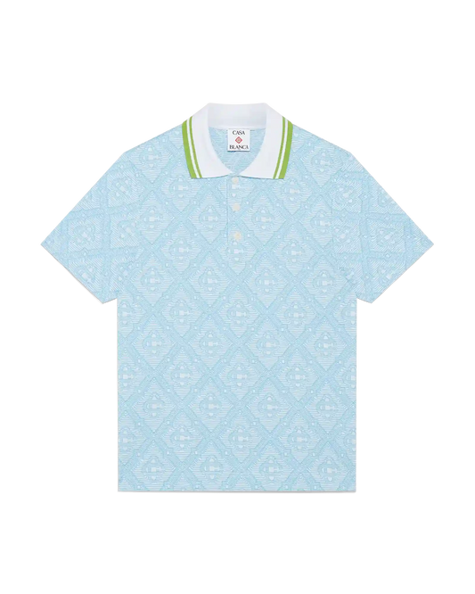 Pale Blue Jacquard Short Sleeve Jacquard Polo Shirt | Casablanca Paris | Image 1