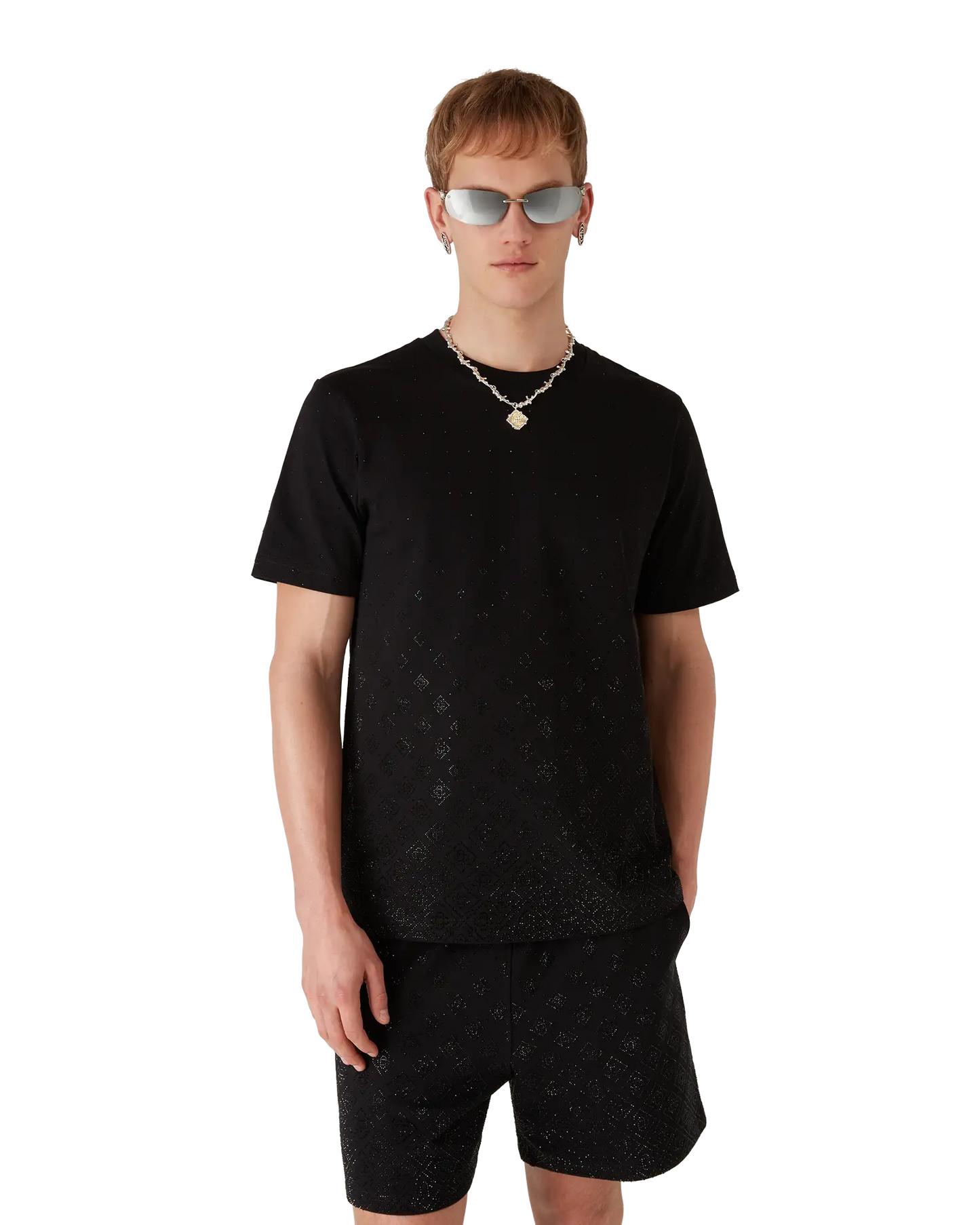 Crystal Monogram Logo Short Sleeve T-Shirt | Casablanca Paris | Image 4