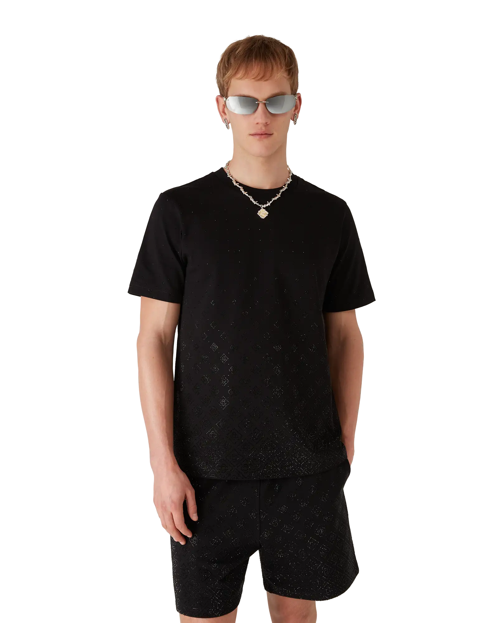 Crystal Monogram Logo Short Sleeve T-Shirt | Casablanca Paris | Image 4