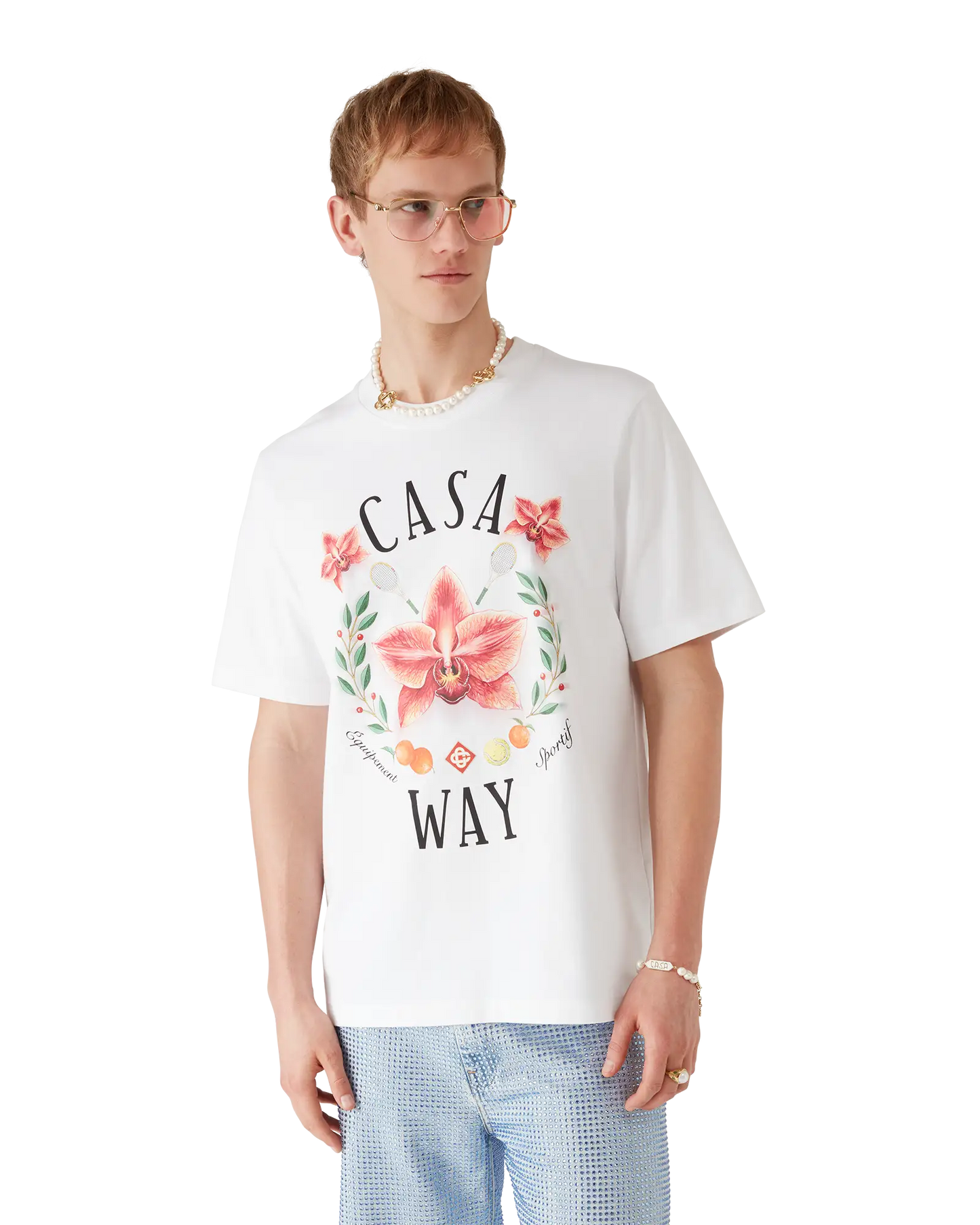 Casa Way Orchid Logo Short Sleeve T-Shirt | Casablanca Paris | Image 4