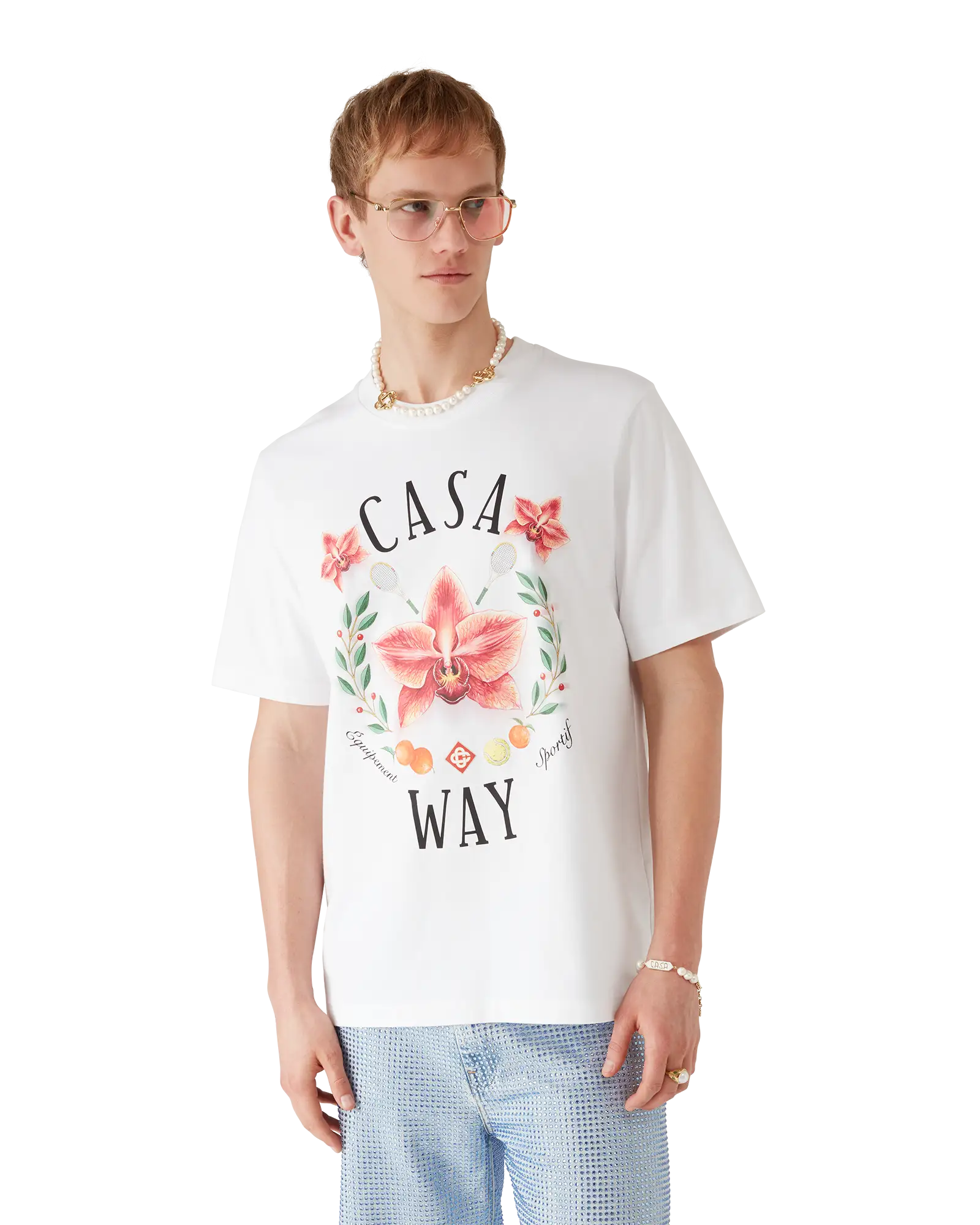Casa Way Orchid Logo Short Sleeve T-Shirt | Casablanca Paris | Image 4