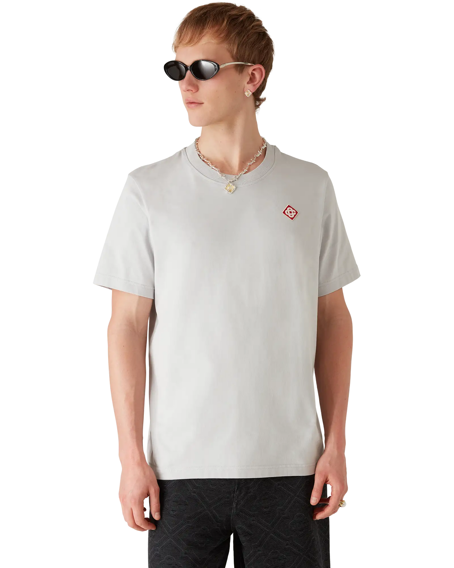 Grey Diamond Logo Short Sleeve T-Shirt | Casablanca Paris | Image 4