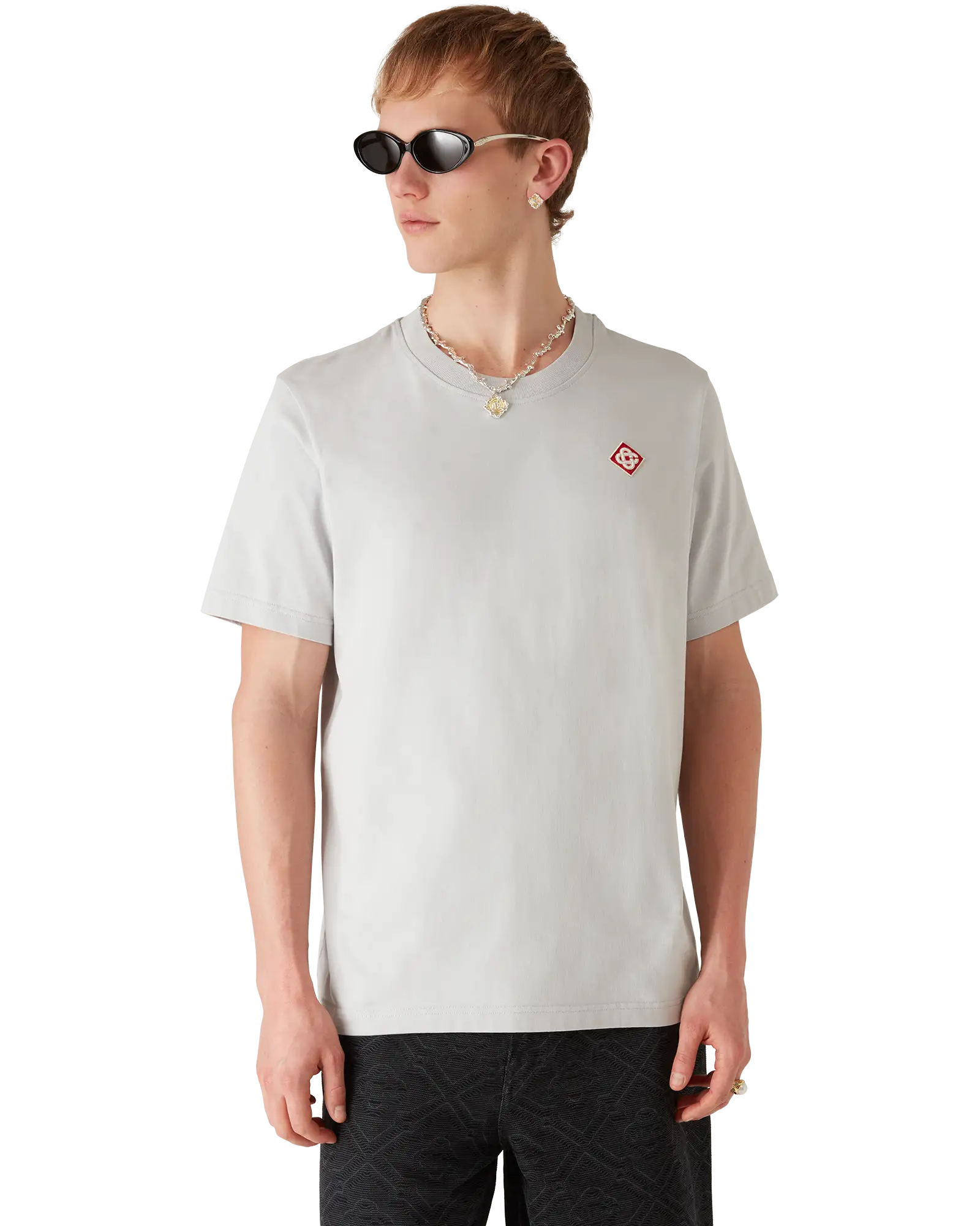 Grey Diamond Logo Short Sleeve T-Shirt | Casablanca Paris | Image 4