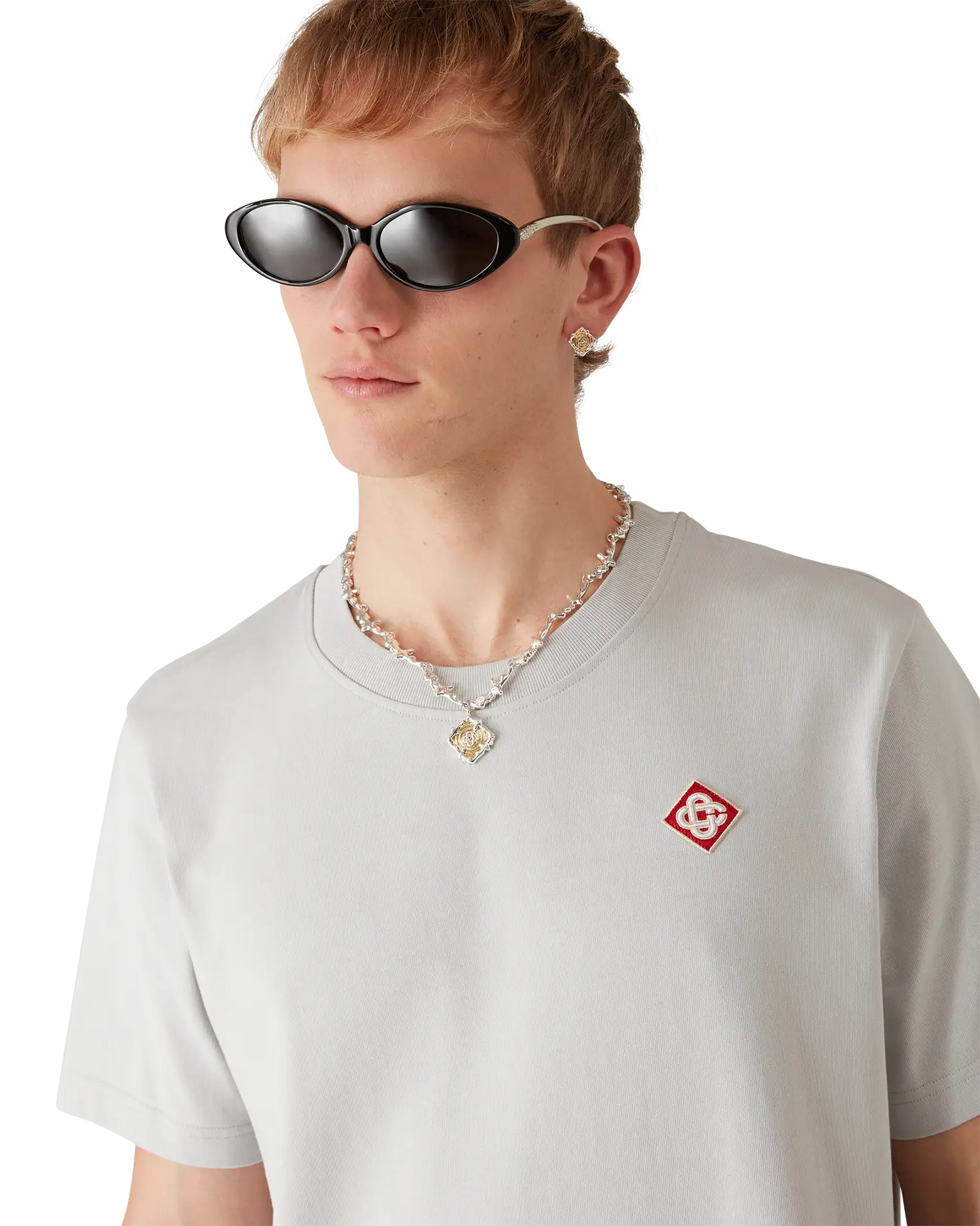 Grey Diamond Logo Short Sleeve T-Shirt | Casablanca Paris | Image 5