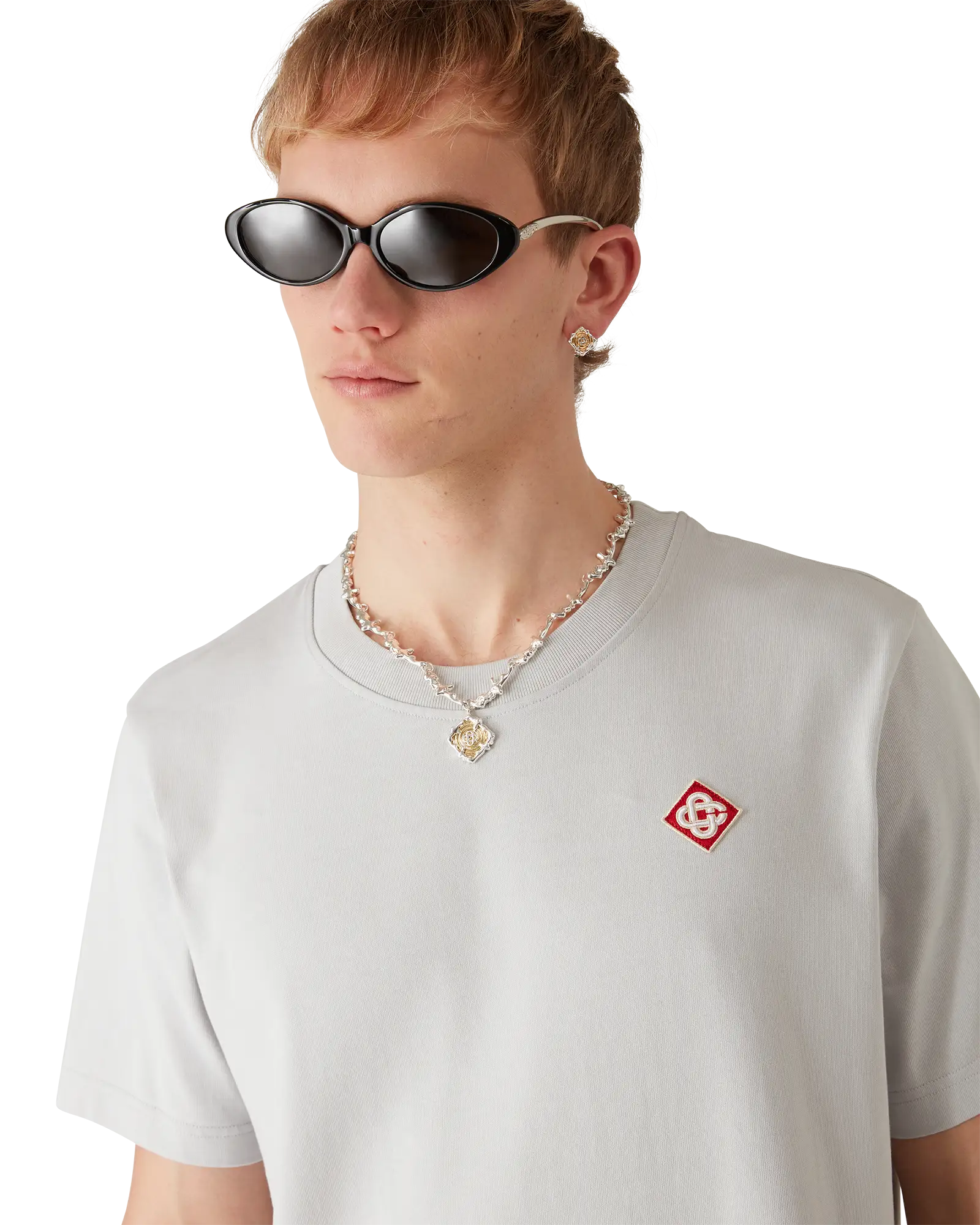 Grey Diamond Logo Short Sleeve T-Shirt | Casablanca Paris | Image 5