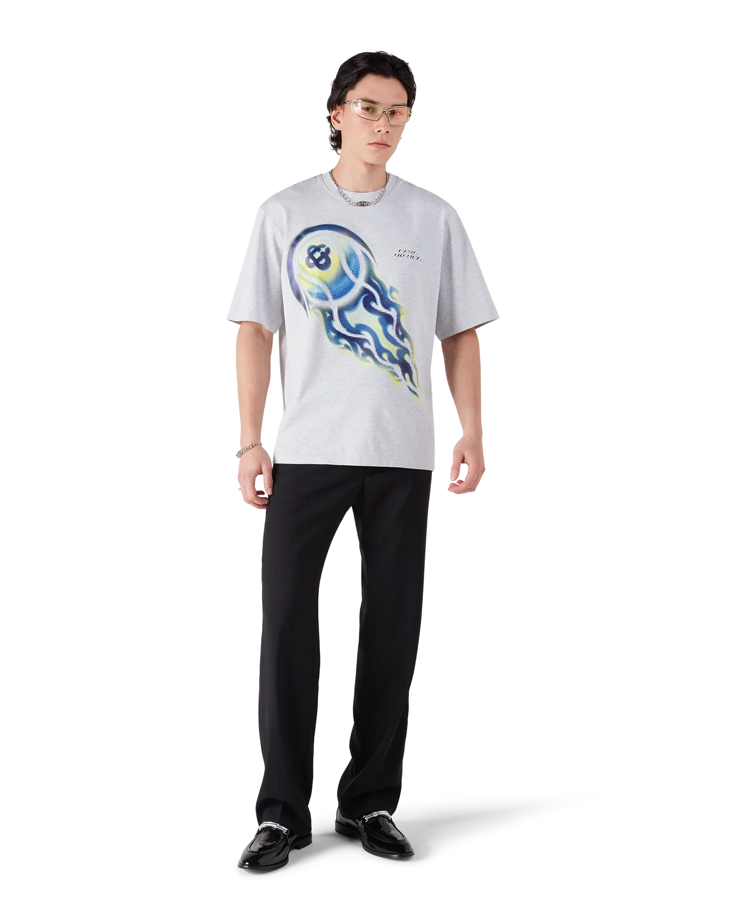 Flaming Tennis Ball Oversized Short Sleeve T-Shirt | Casablanca Paris | Image 2