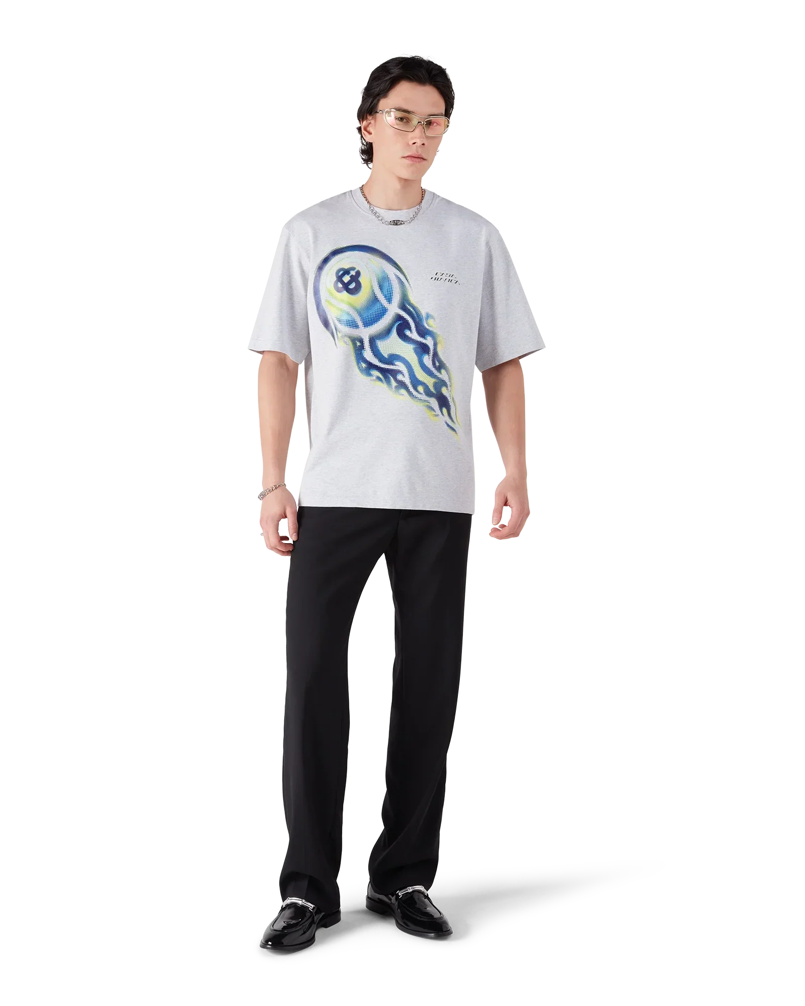 Flaming Tennis Ball Oversized Short Sleeve T-Shirt | Casablanca Paris | Image 2