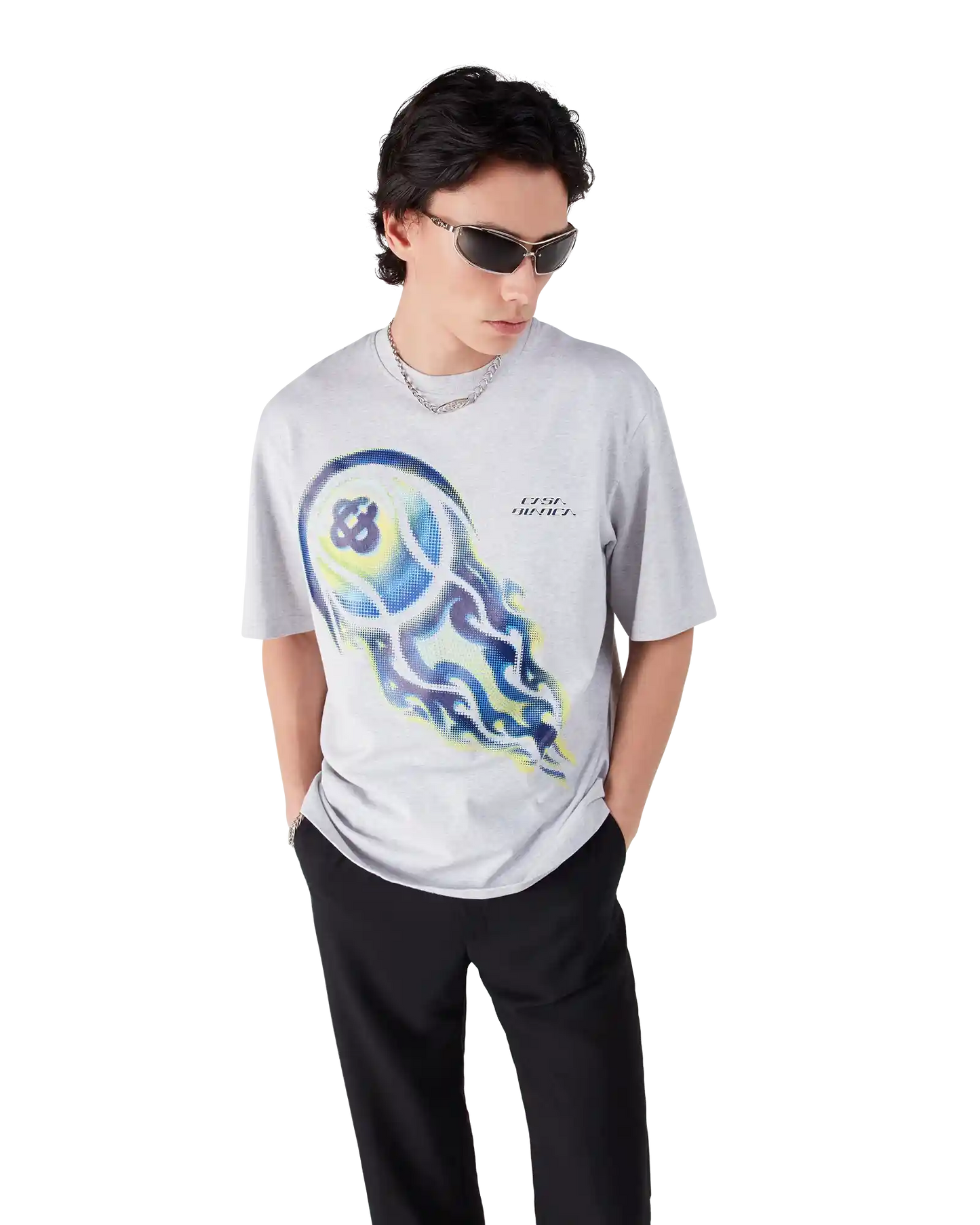 Flaming Tennis Ball Oversized Short Sleeve T-Shirt | Casablanca Paris | Image 4