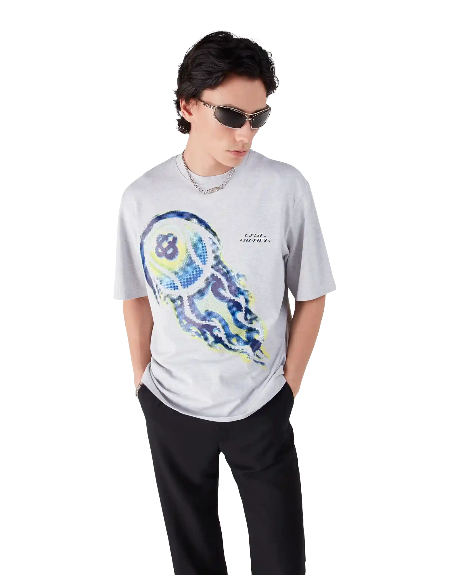 Flaming Tennis Ball Oversized Short Sleeve T-Shirt | Casablanca Paris | Image 4