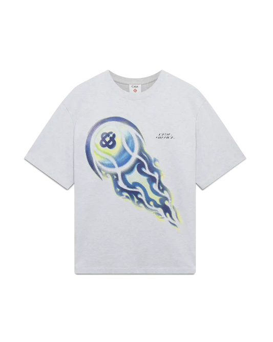 Flaming Tennis Ball Oversized Short Sleeve T-Shirt | Casablanca Paris | Image 1