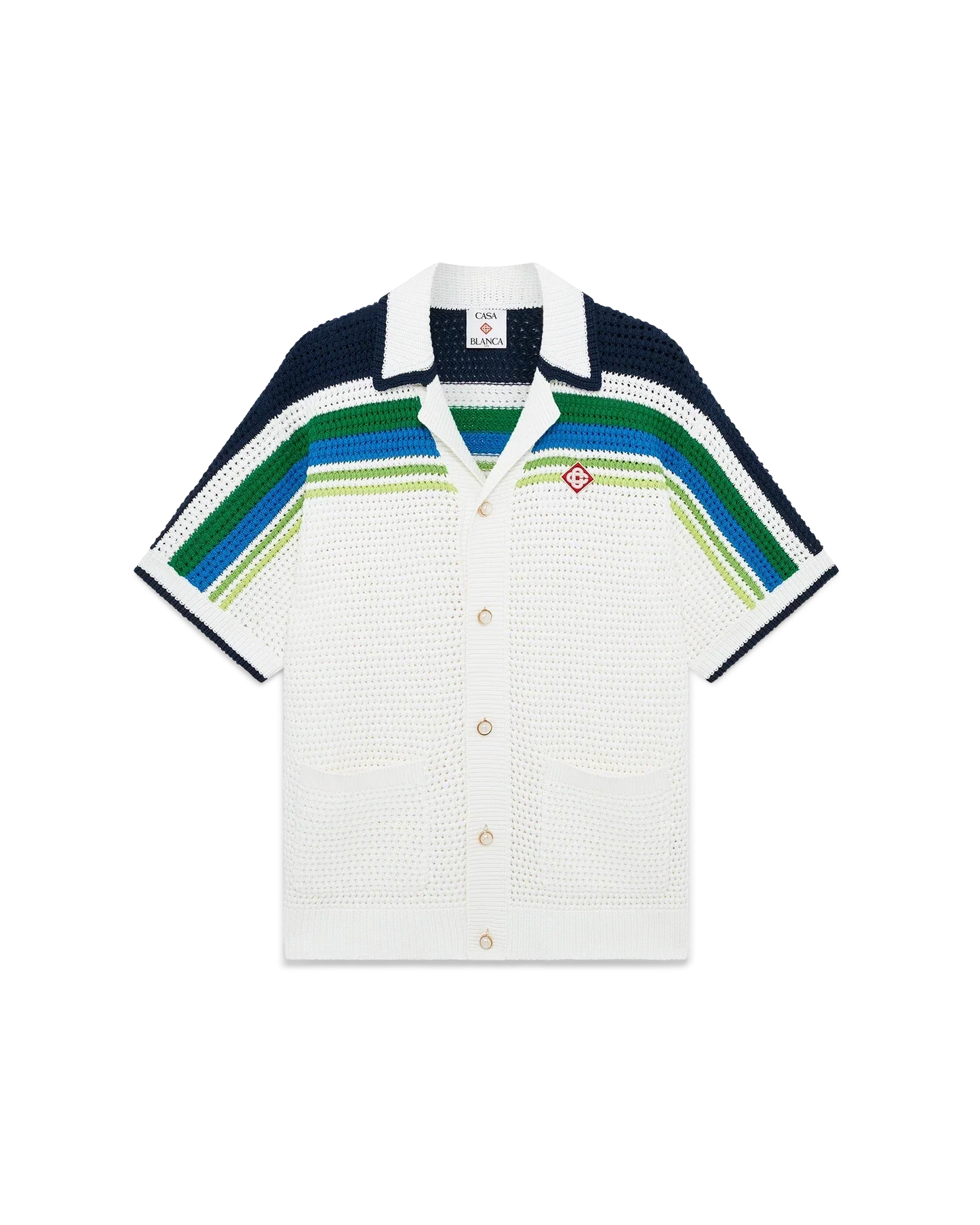 Stripe Short Sleeve Knitted Shirt | Casablanca Paris | Image 1