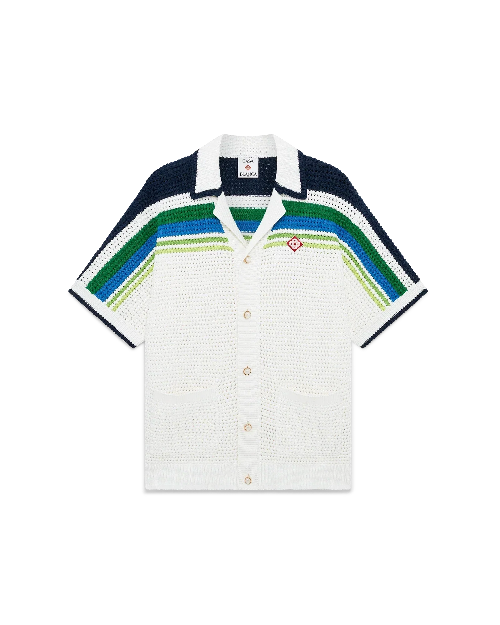 Stripe Short Sleeve Knitted Shirt | Casablanca Paris | Image 1
