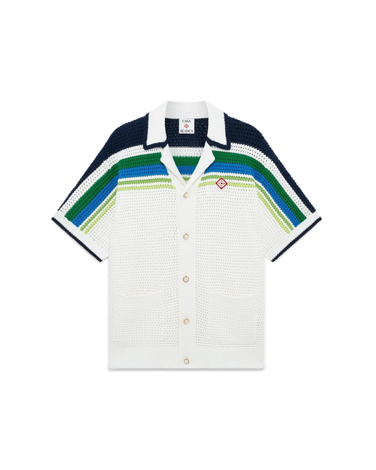 Stripe Short Sleeve Knitted Shirt | Casablanca Paris | Image 1