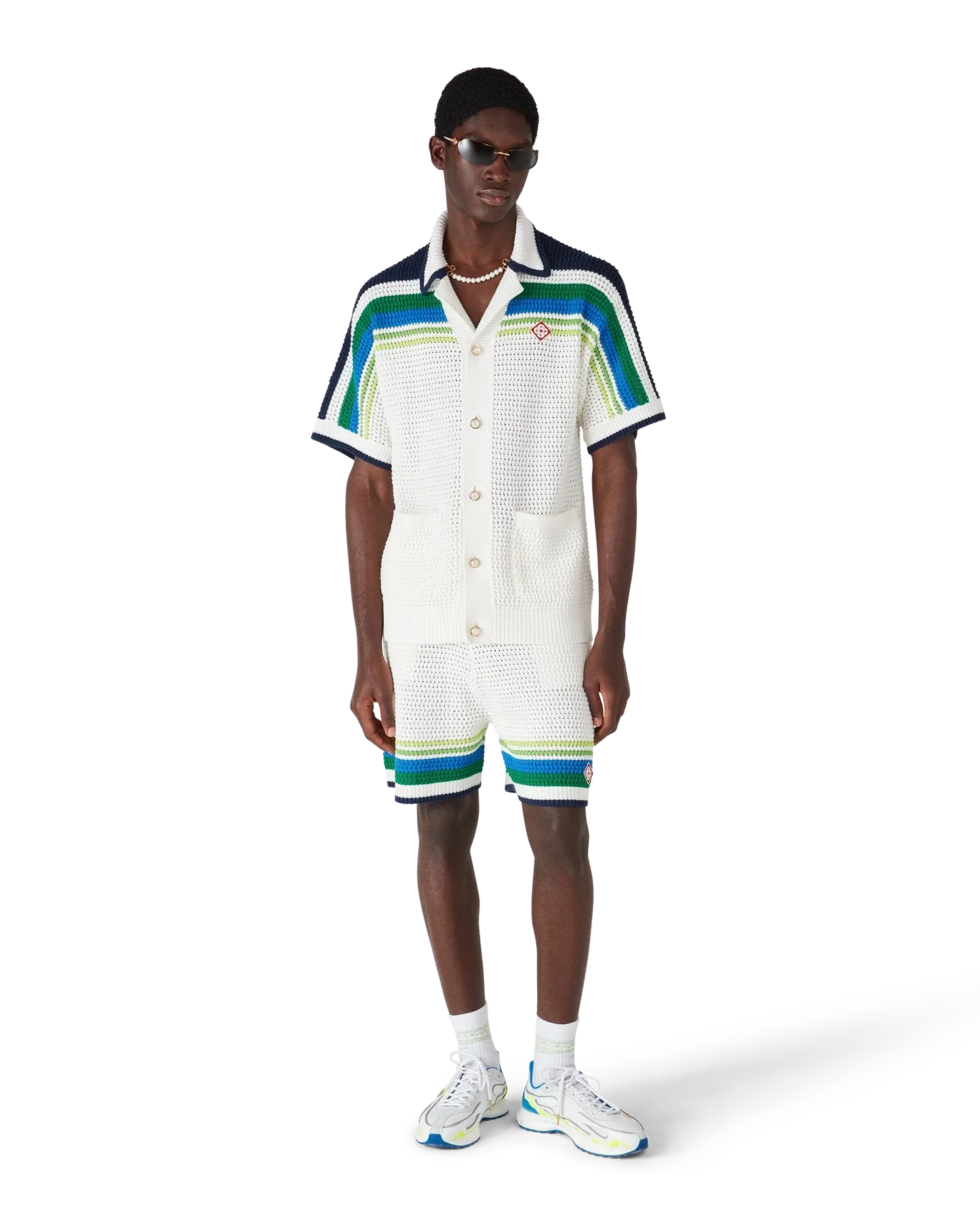 Stripe Short Sleeve Knitted Shirt | Casablanca Paris | Image 2
