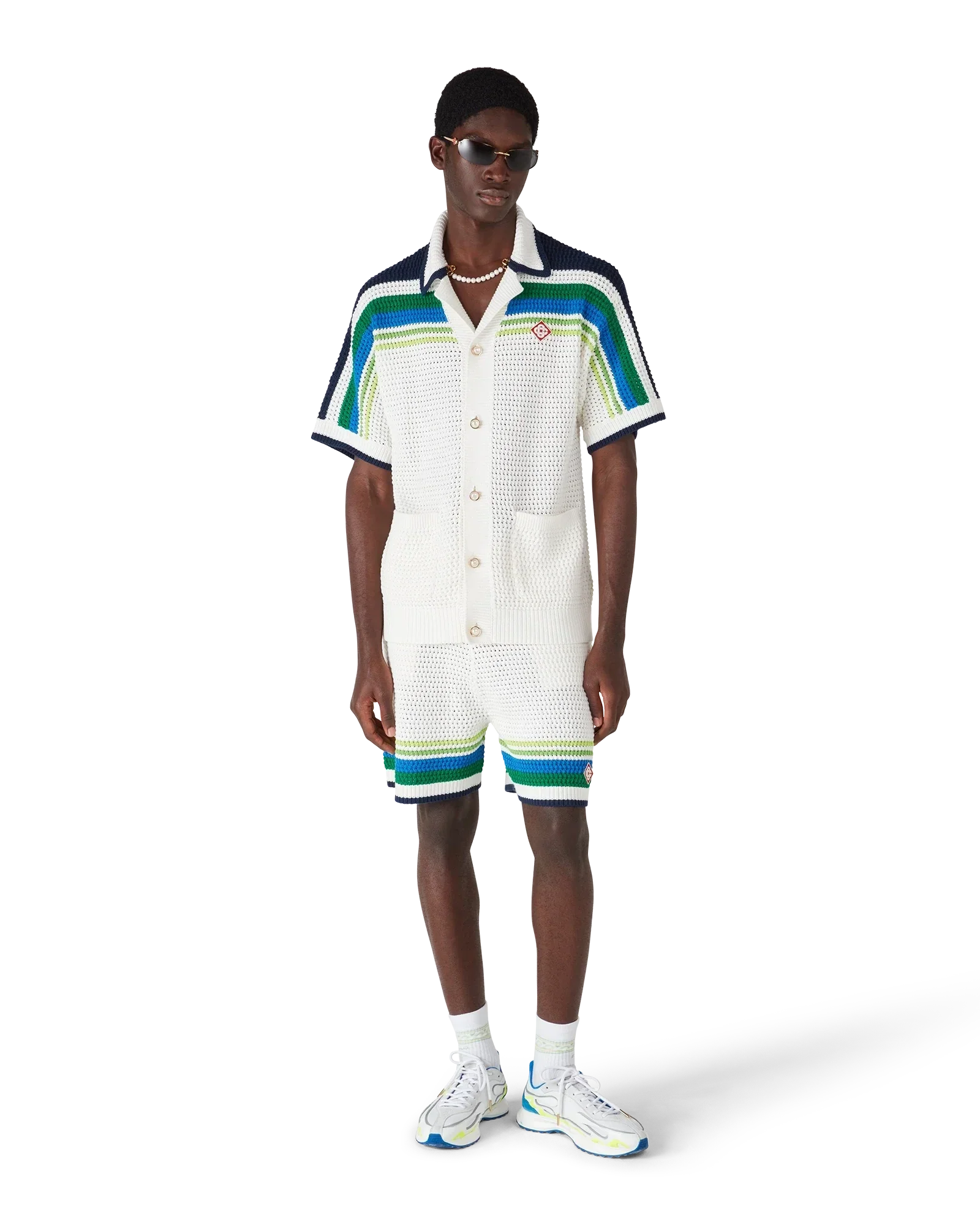Stripe Short Sleeve Knitted Shirt | Casablanca Paris | Image 2