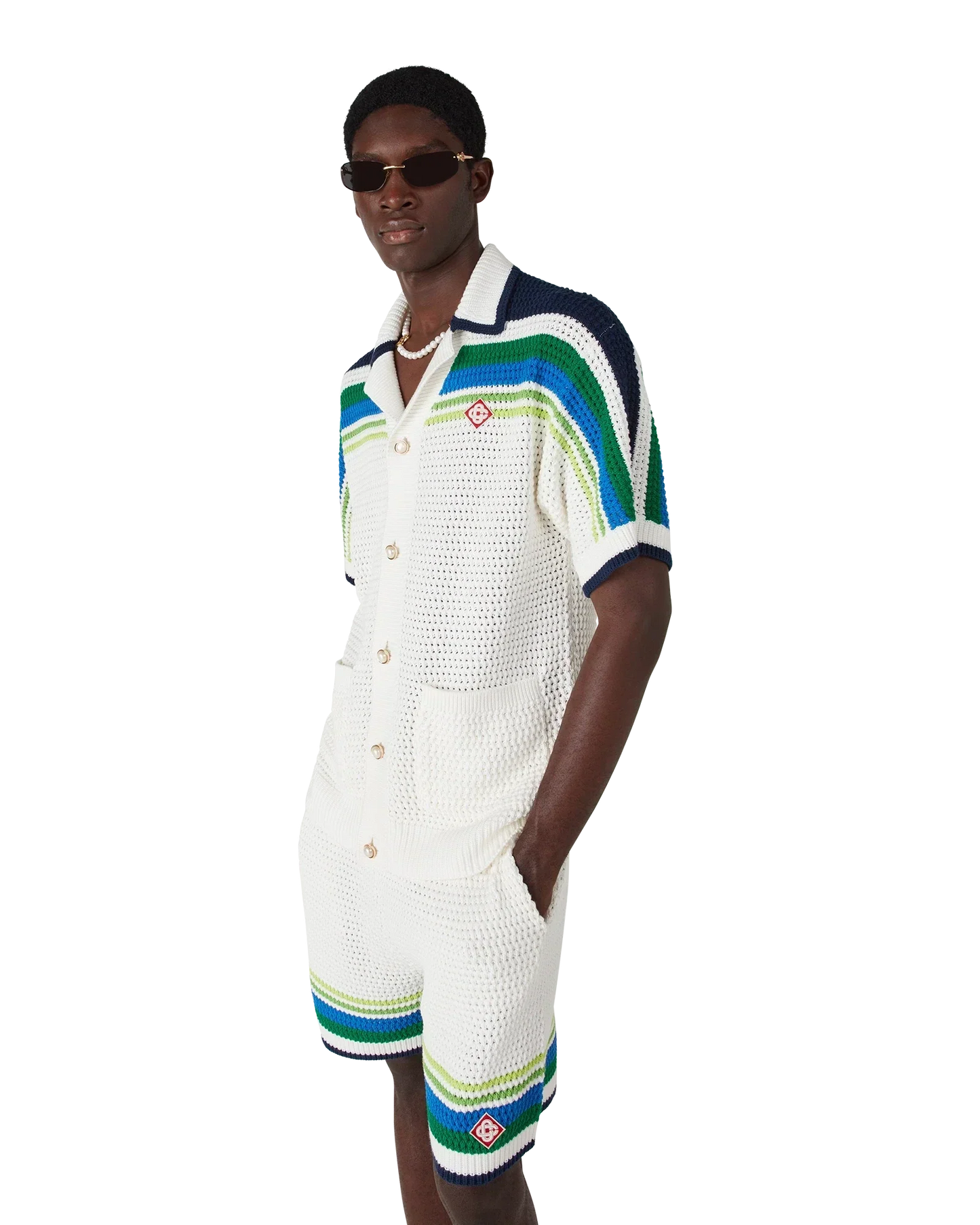 Stripe Short Sleeve Knitted Shirt | Casablanca Paris | Image 4