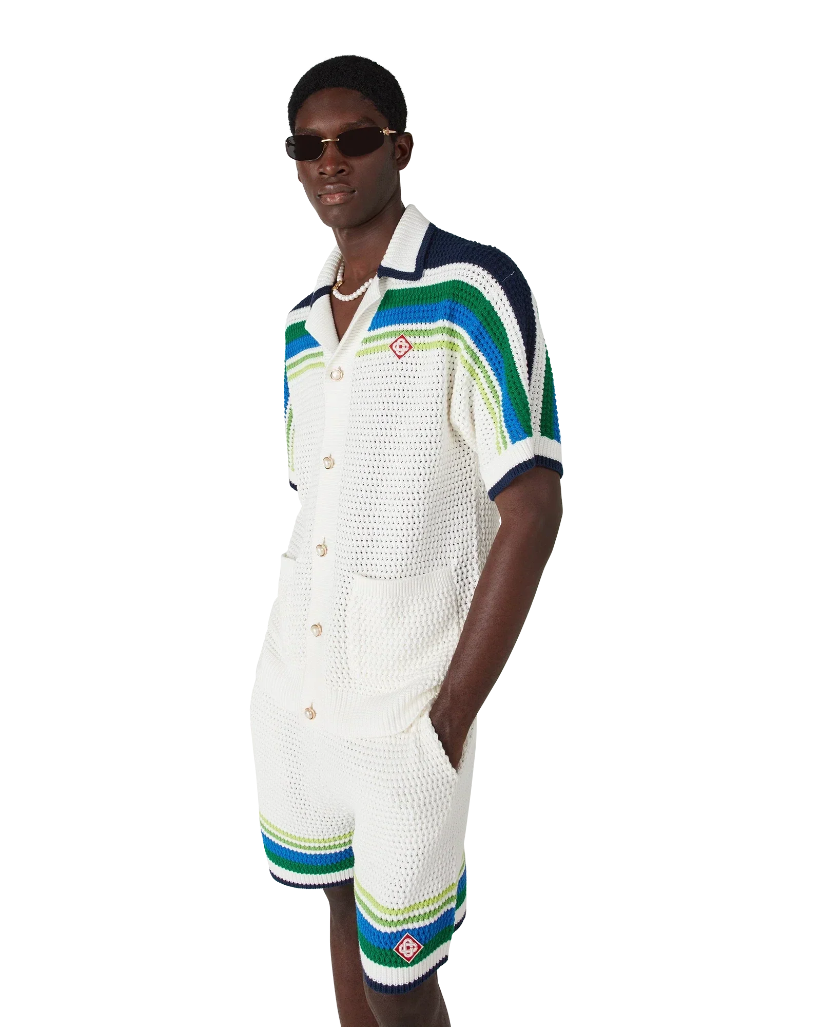 Stripe Short Sleeve Knitted Shirt | Casablanca Paris | Image 4