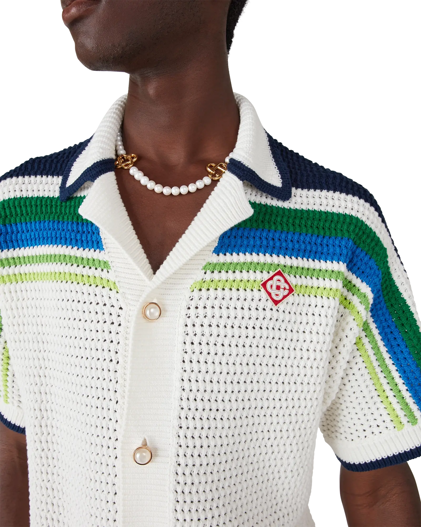 Stripe Short Sleeve Knitted Shirt | Casablanca Paris | Image 5