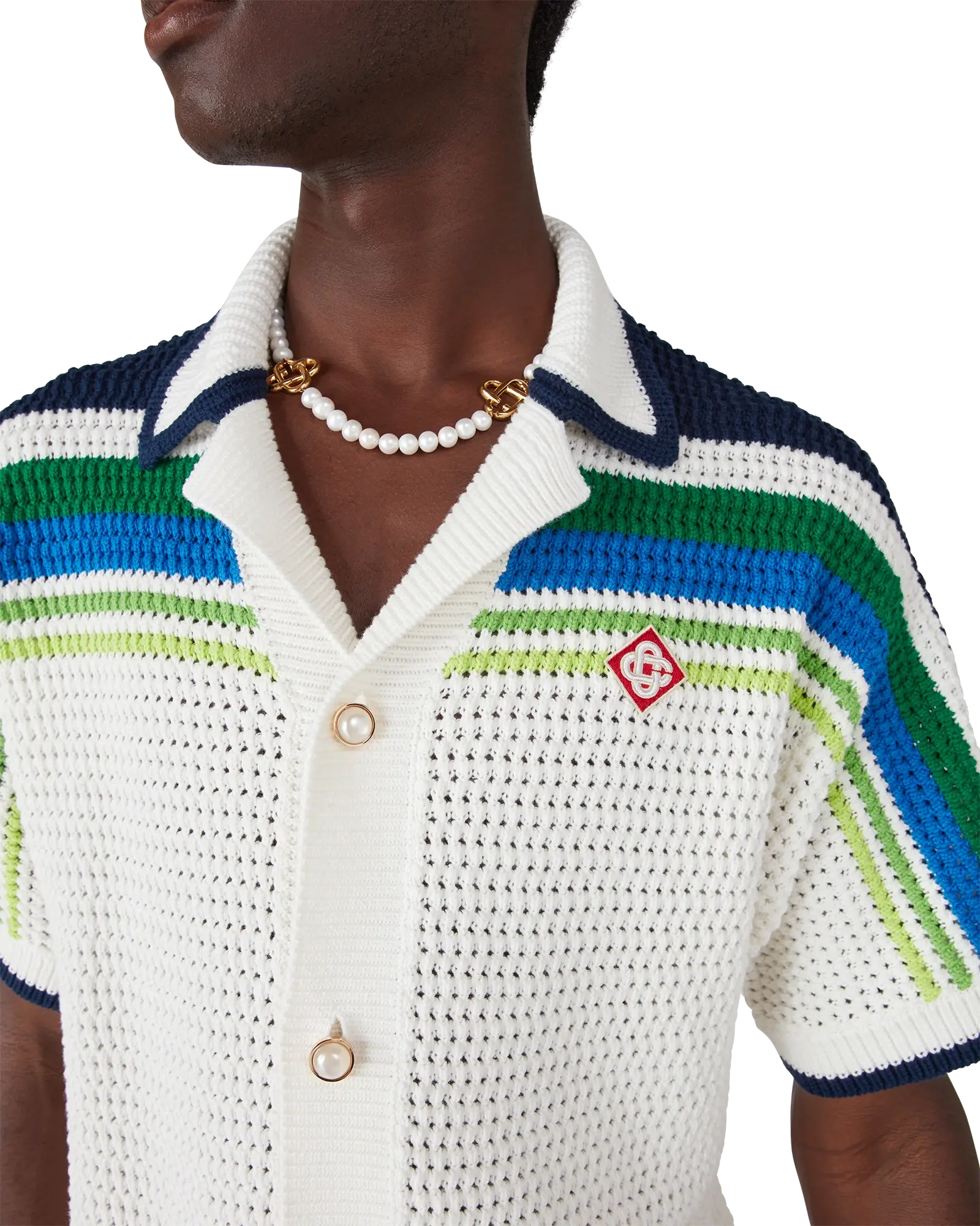 Stripe Short Sleeve Knitted Shirt | Casablanca Paris | Image 5