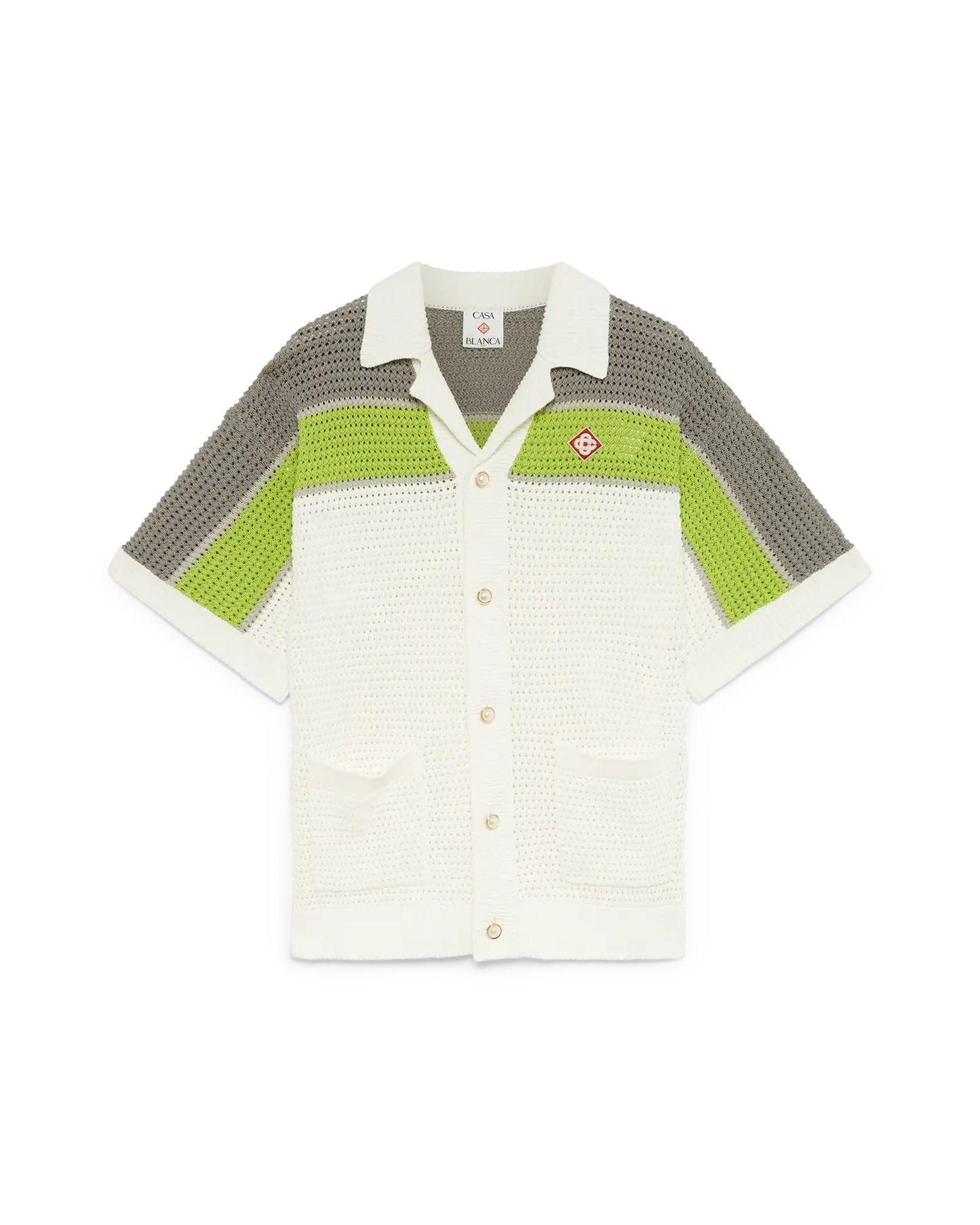 Stripe Crochet Short Sleeve Shirt | Casablanca Paris | Image 1